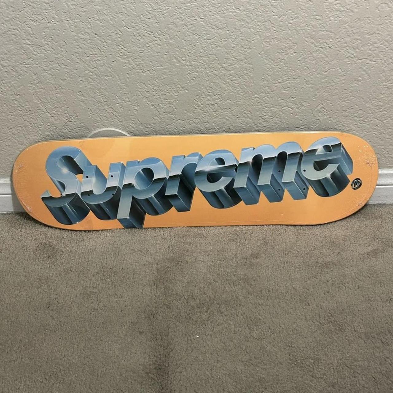 Authentic Supreme Chrome 3D Logo Orange Skateboard... - Depop