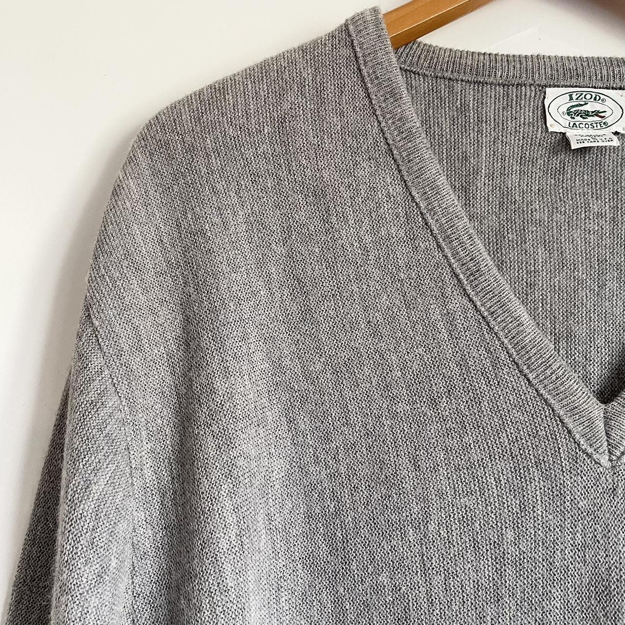 Lacoste x Izod Men’s Vintage Grey Thin Knit Knitted... - Depop