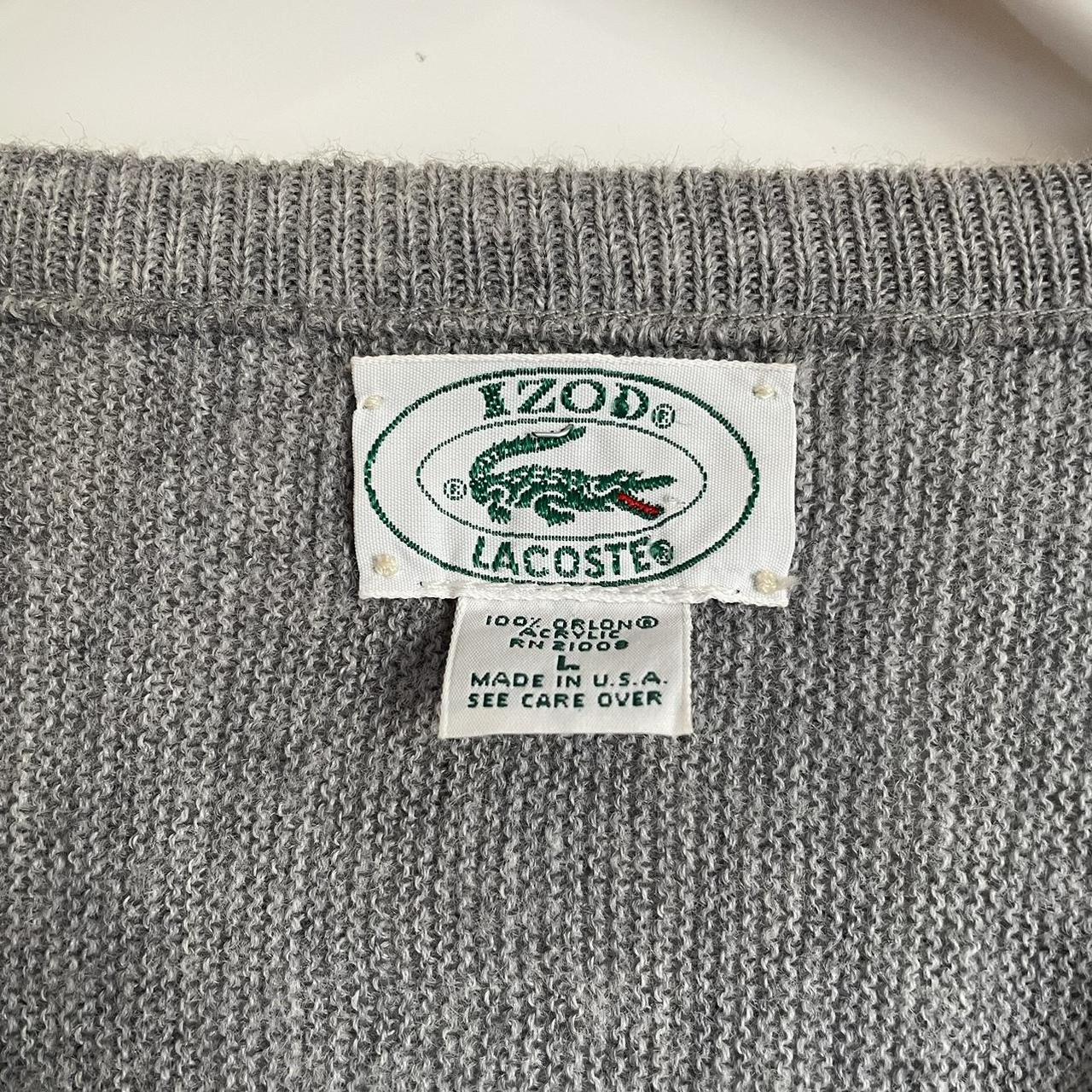 Lacoste x Izod Men’s Vintage Grey Thin Knit Knitted... - Depop