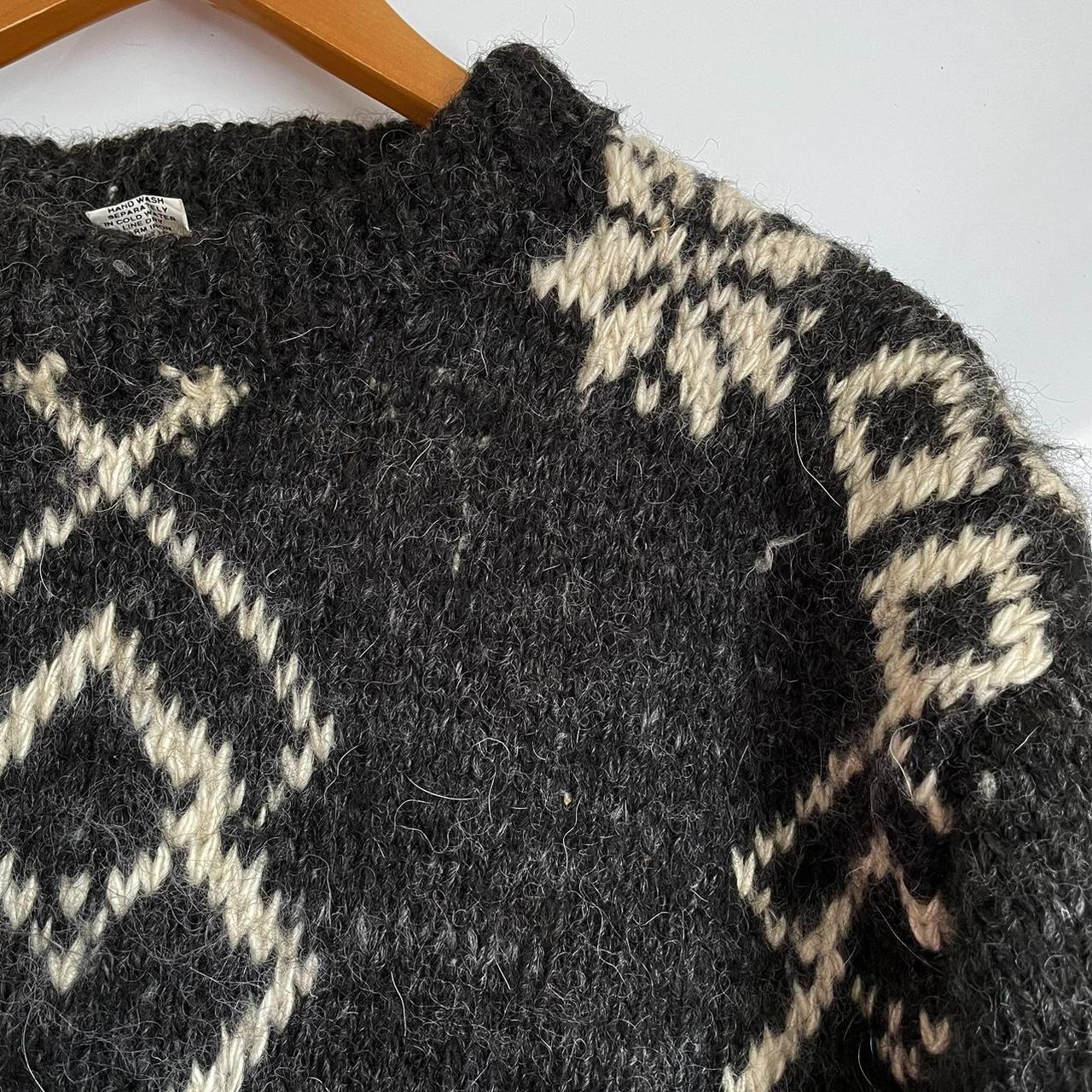 Men’s Vintage Chunky Hand Knitted Made In Nepal Grey... - Depop