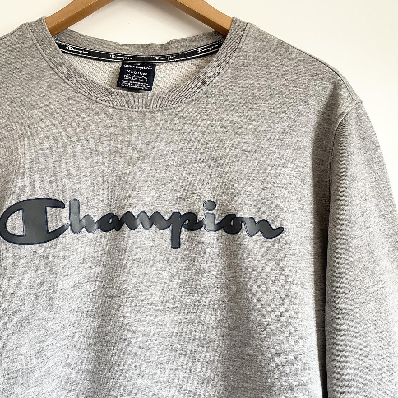 CHAMPION Mens Sweatshirt Spell Out Logo Grey Size. Depop