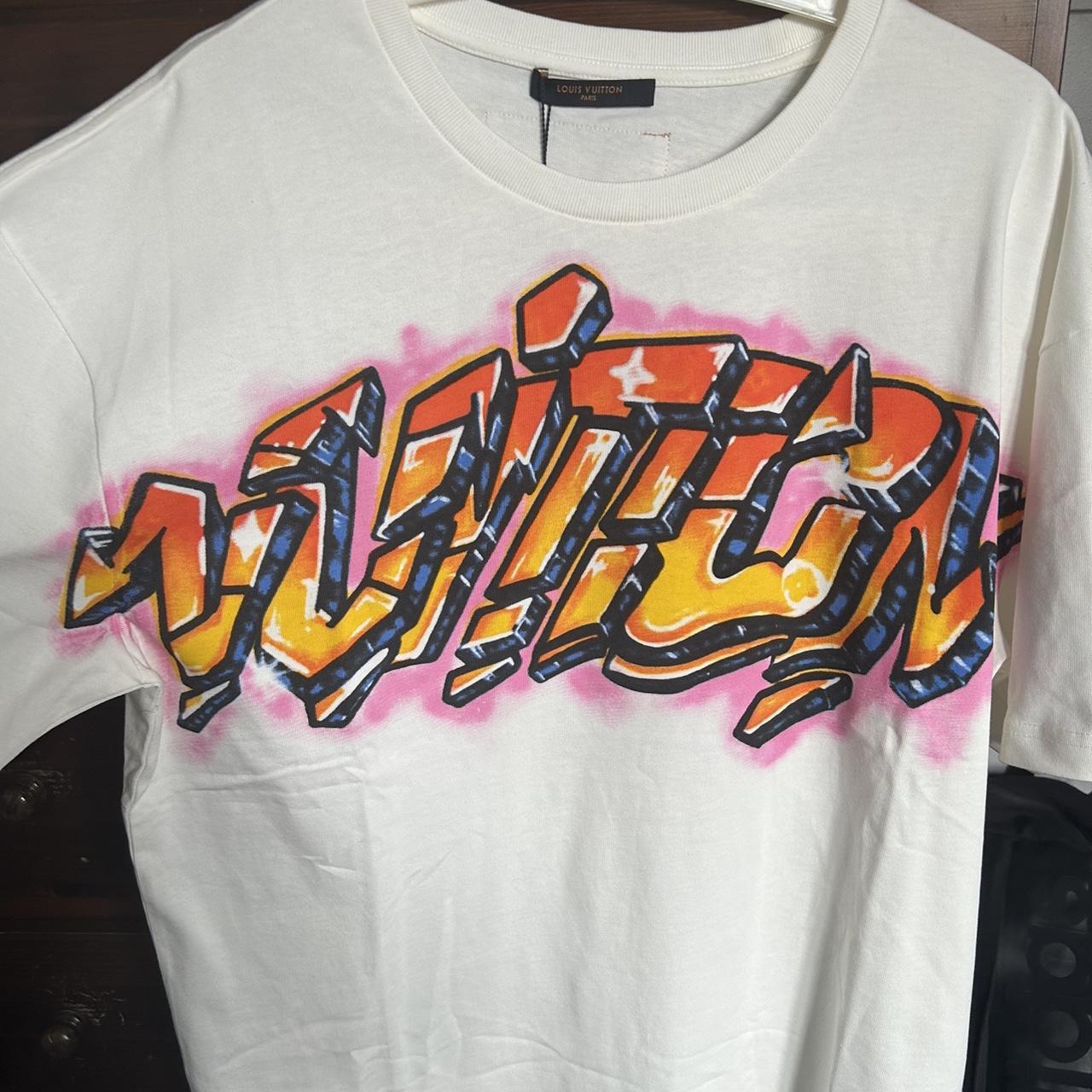 louis vuitton graffiti t shirt with tags not in... - Depop