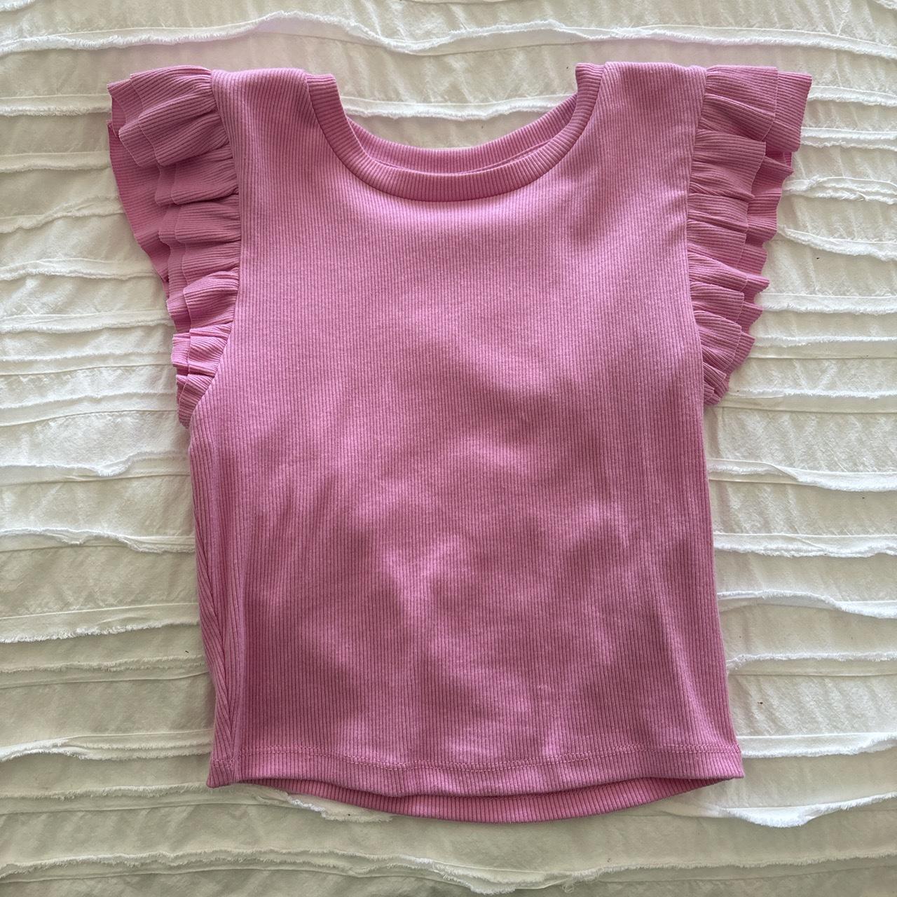 zara pink ruffle top size s zara Depop
