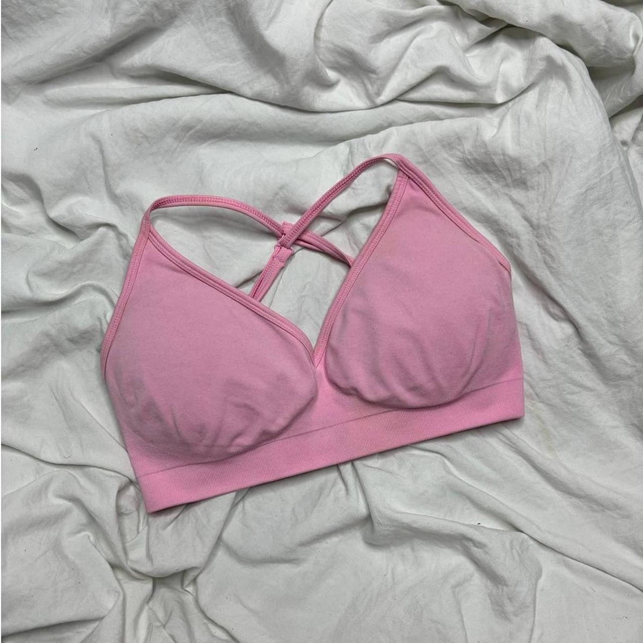 V Neck Sports Bra, Pink