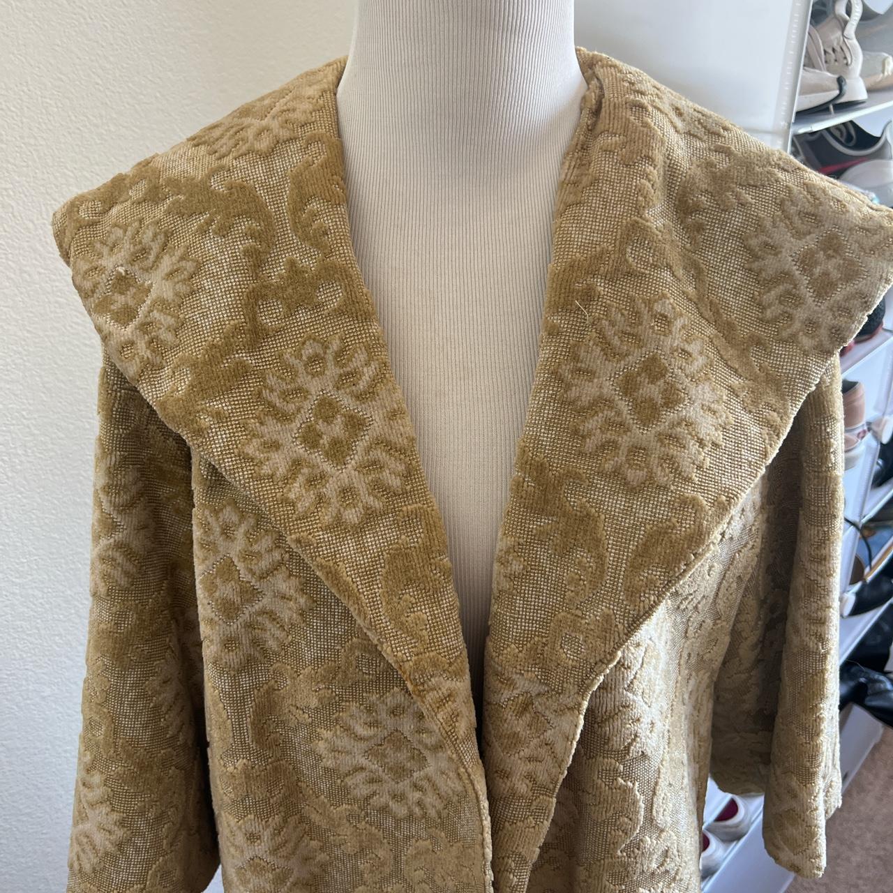 vintage brocade coat gold in color. excellent... - Depop