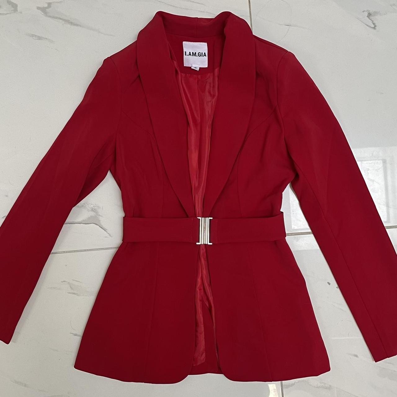I AM GIA red blazer jacket with silver buckle. Can... - Depop