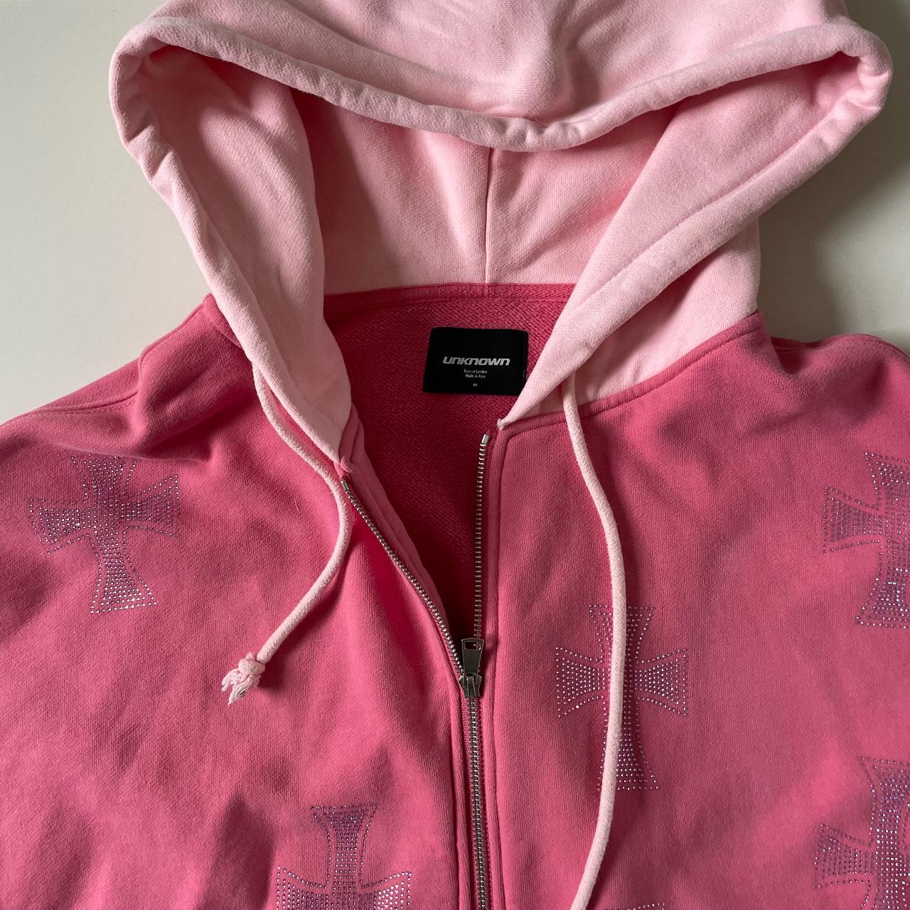 Unknown London pink zip up hoody. Size M. Super soft | Depop