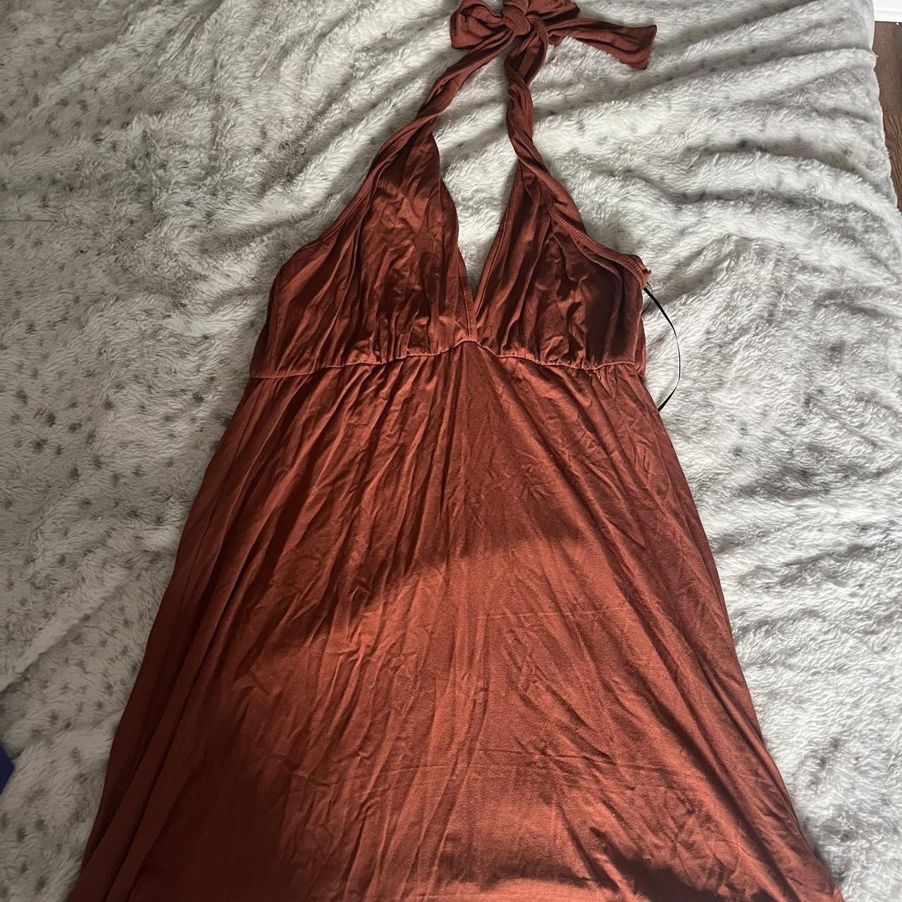 Burnt orange EarthBound Trading Co halter dress... Depop