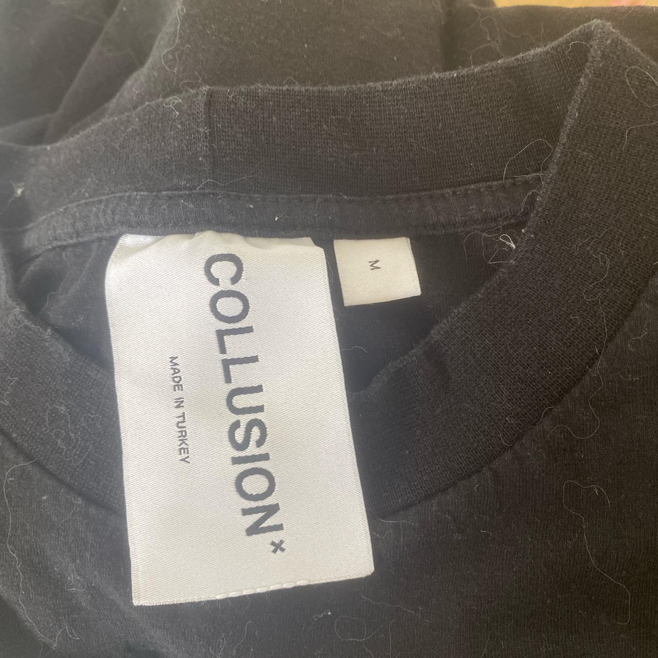 Collusion Oversized Black Graphic T-Shirt Size M - Depop