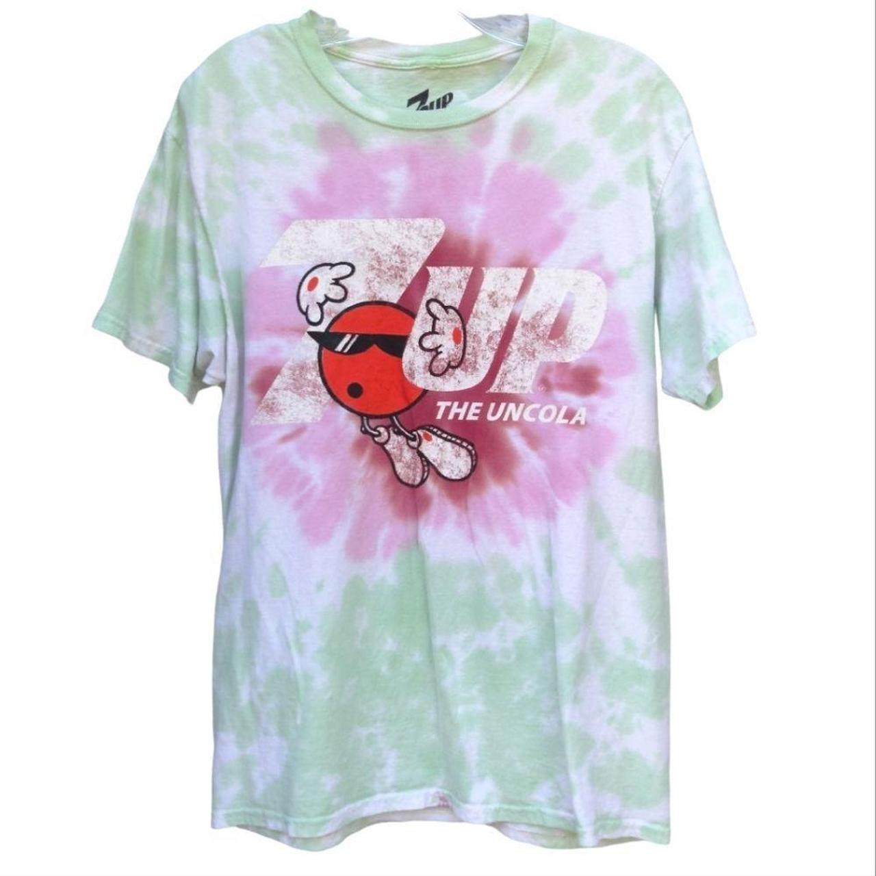 7UP Crew Neck Tee Shirt Tie Dye Mint Pink RED... - Depop