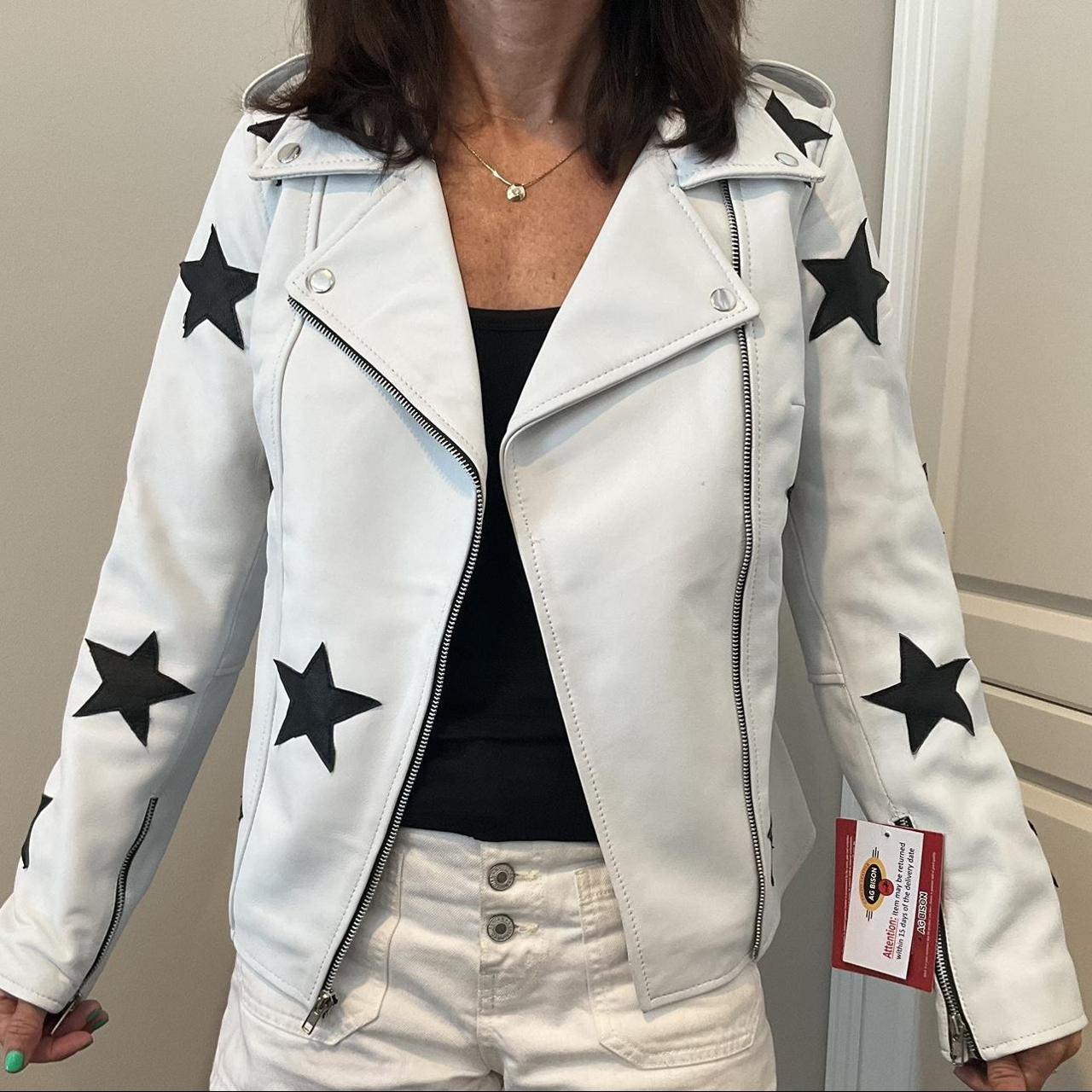 Star print leather on sale jacket