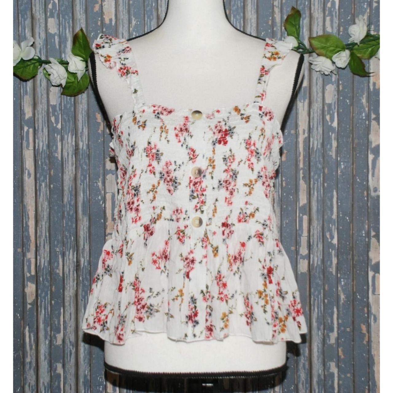 NWT Miss Selfie Floral Smocked Tank Top Size XL