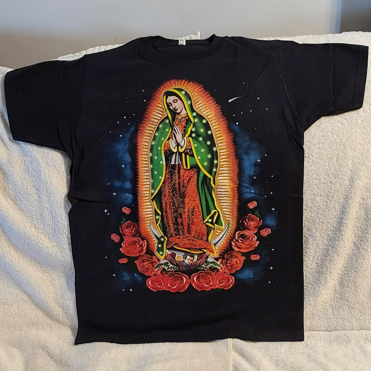 OUR LADY OF GUADALUPE STARS ROSE FLOWER SKY RELIGION... - Depop