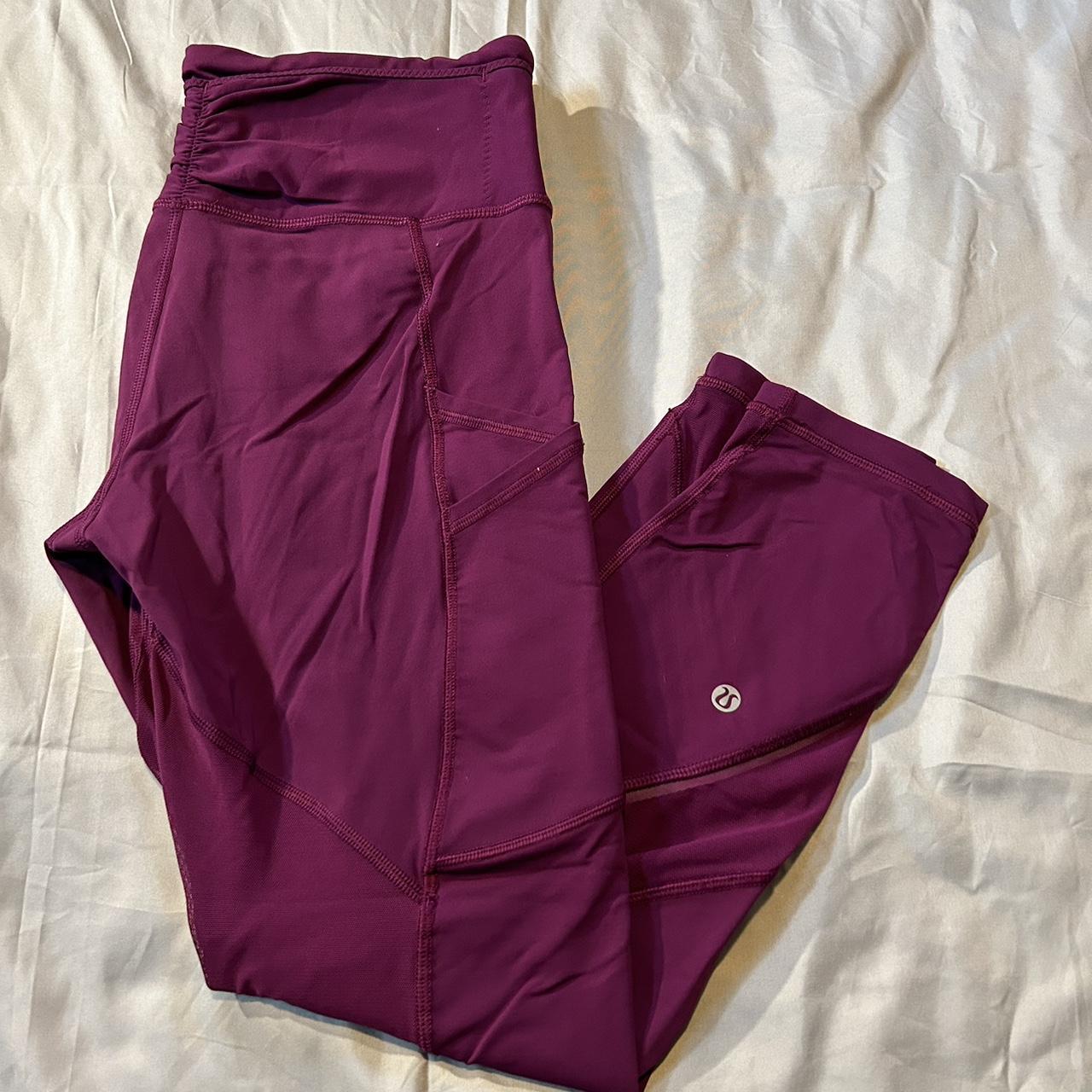 Lululemon dark purple leggings. Legs have a mesh... - Depop