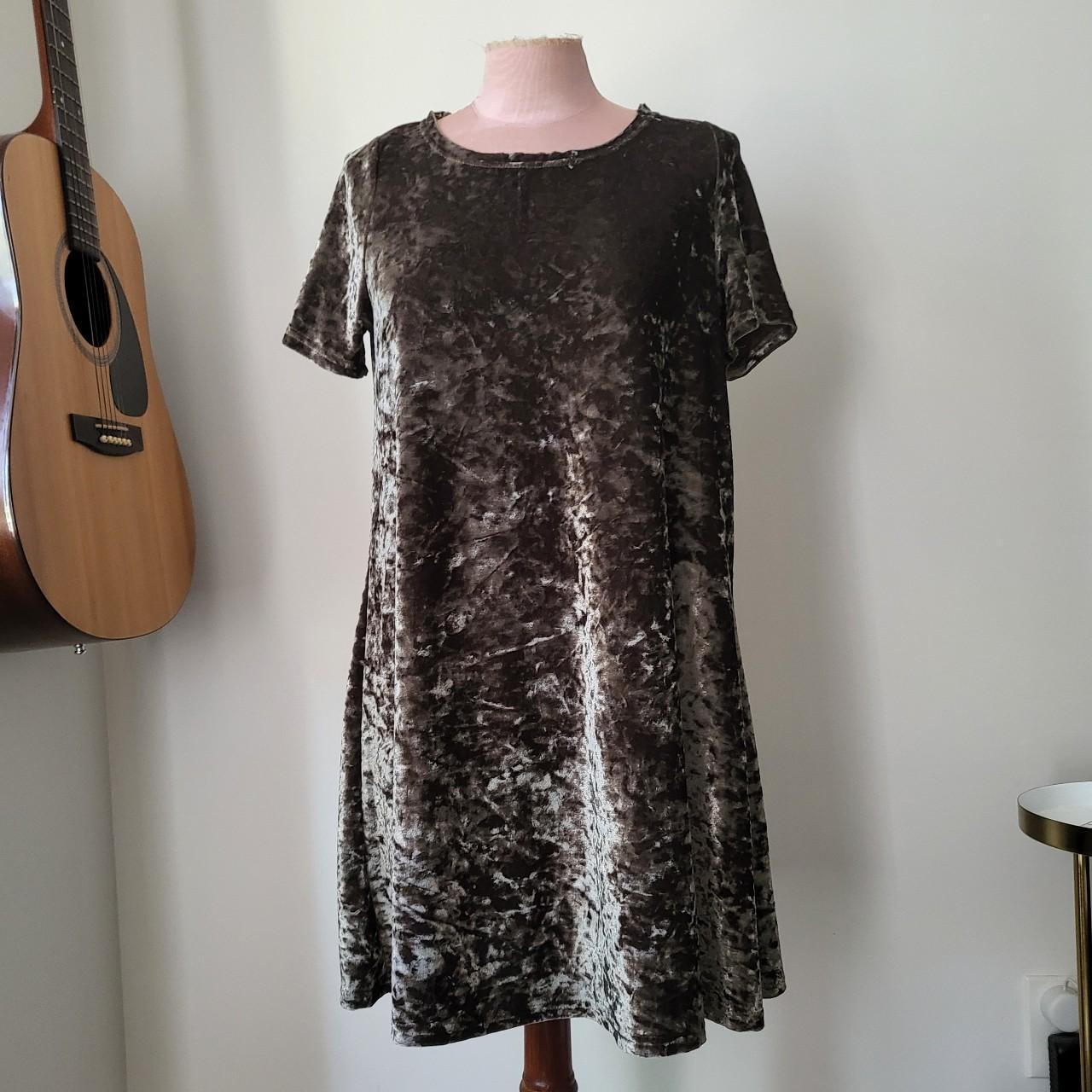 POL crushed velvet shift dress short sleeves . Depop