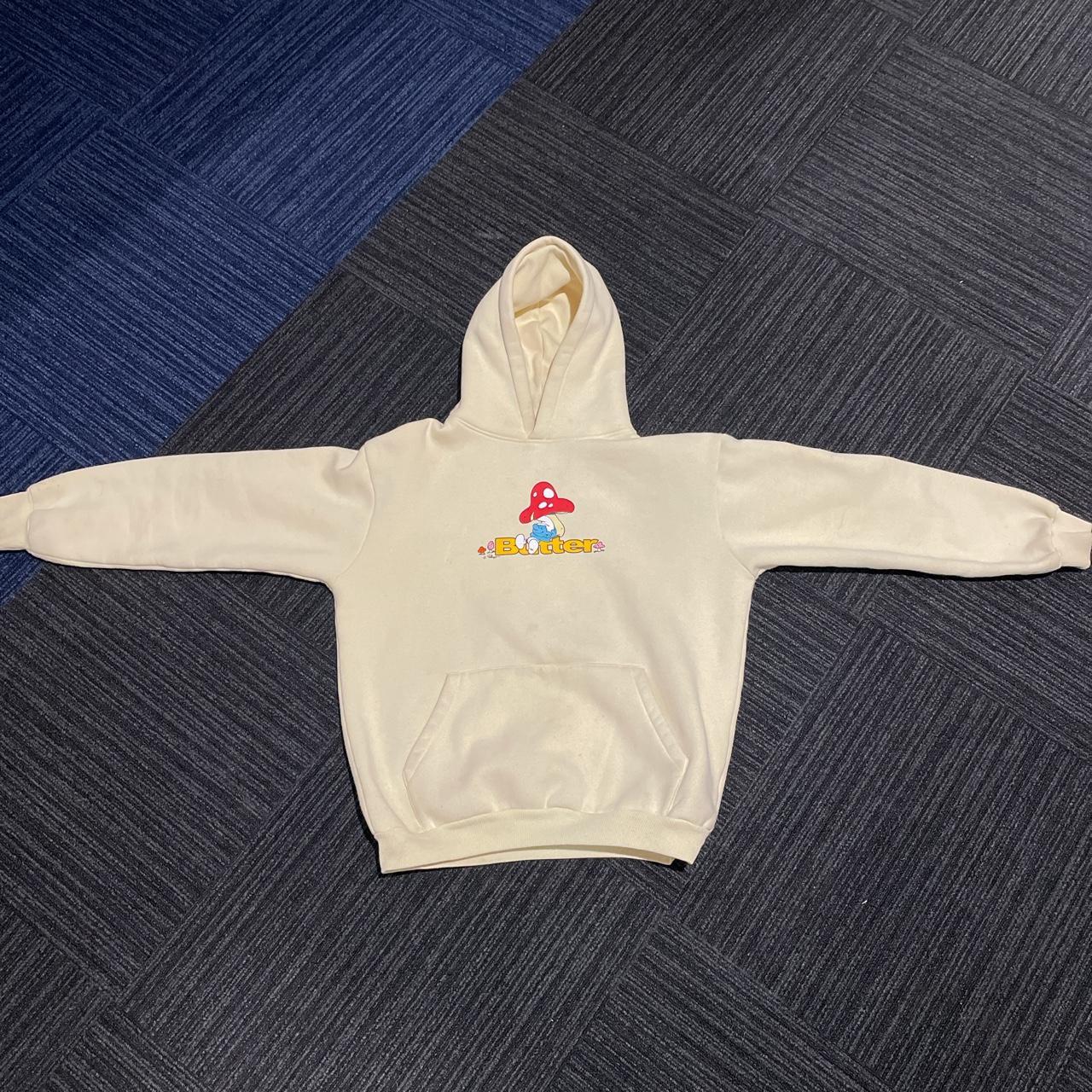 The Smurf’s butter goods hoodie Few stains shown in... Depop