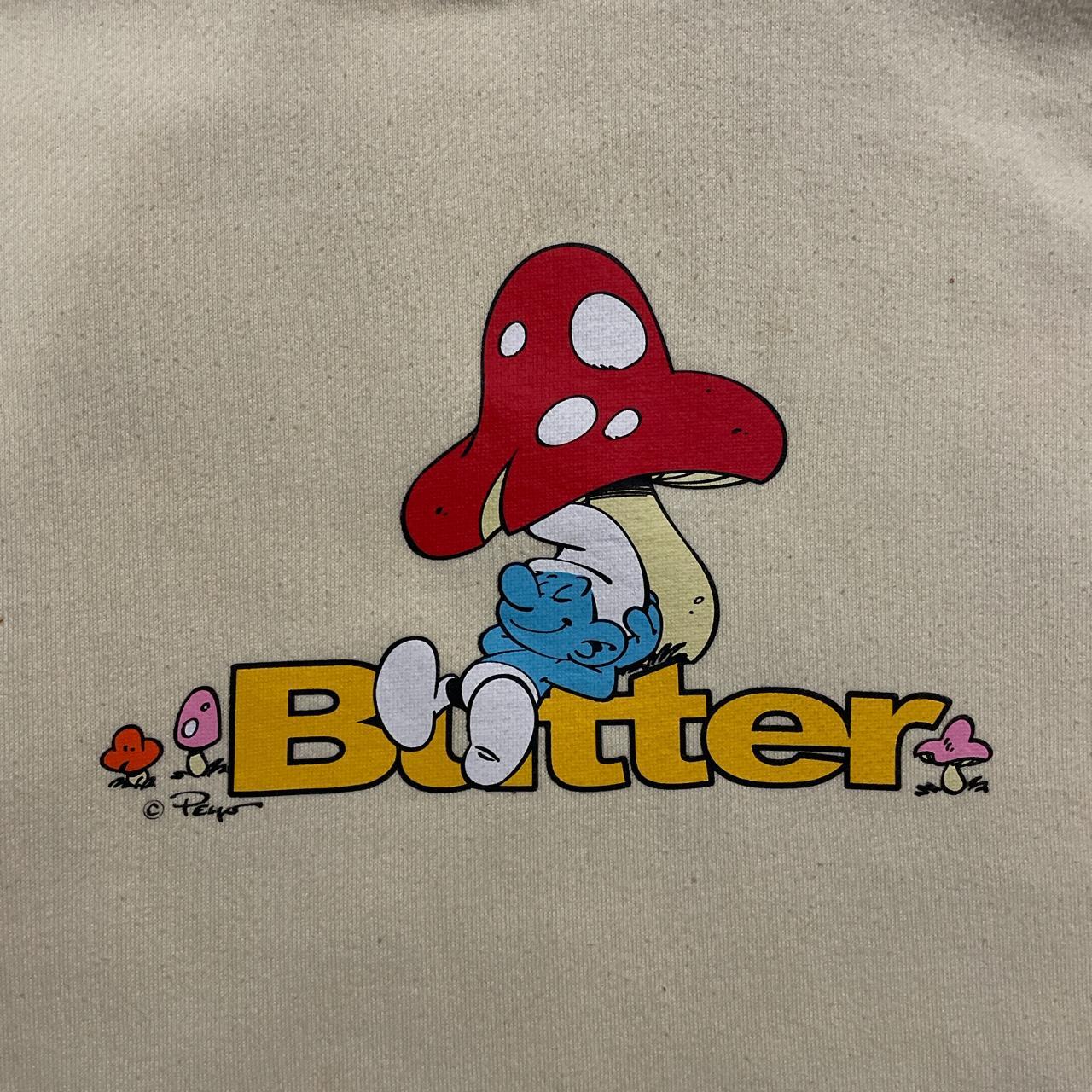 The Smurf’s butter goods hoodie Few stains shown in... Depop