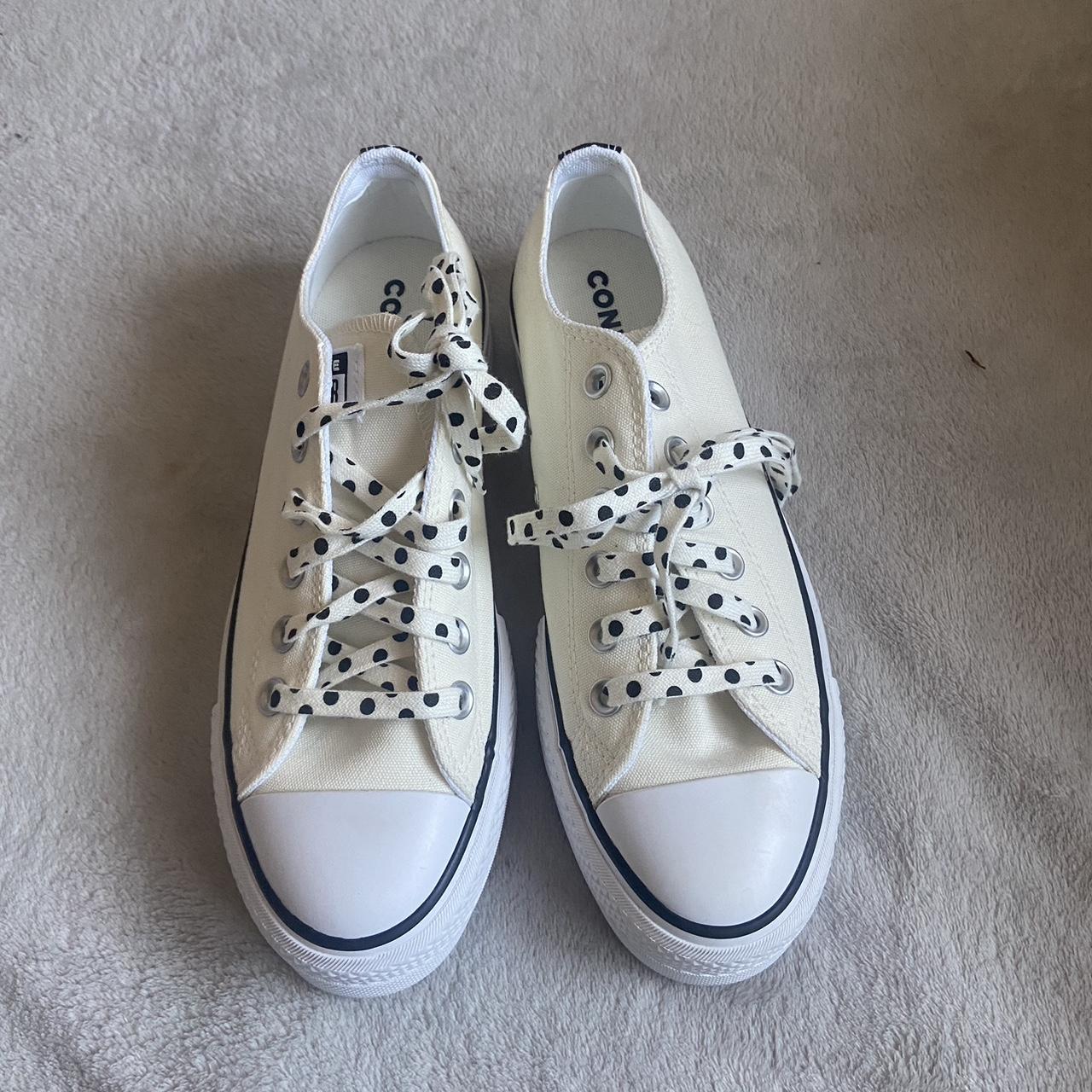 Converse white and black polka dot laces never worn. Depop