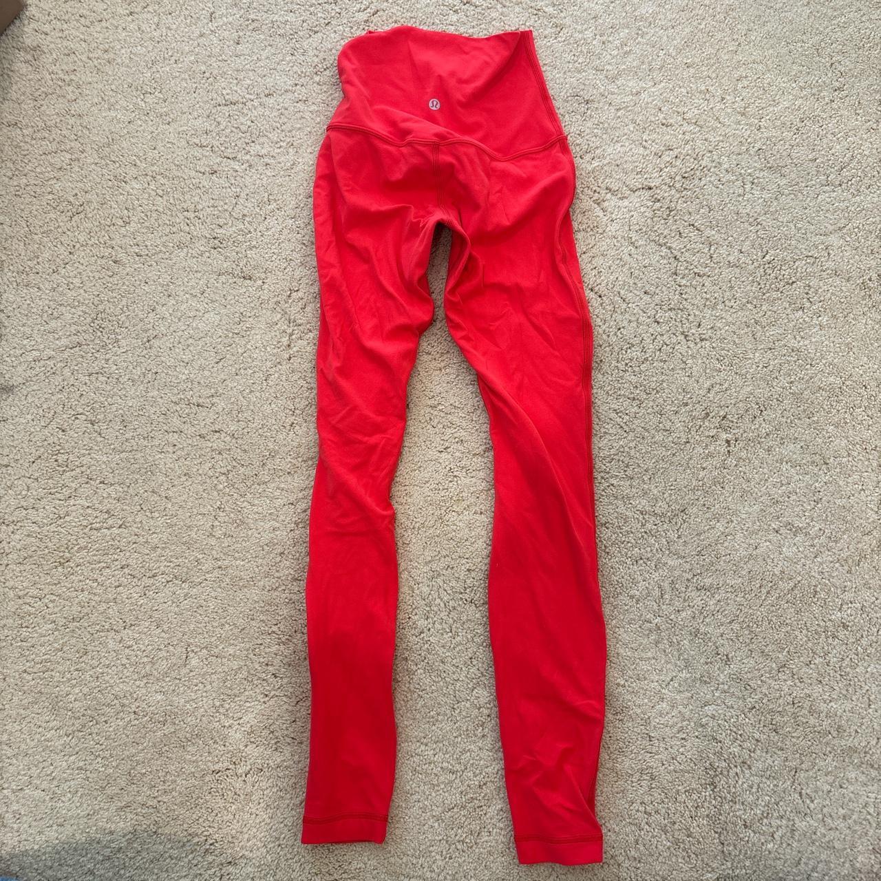 Lululemon bright red leggings. amazing condition... - Depop