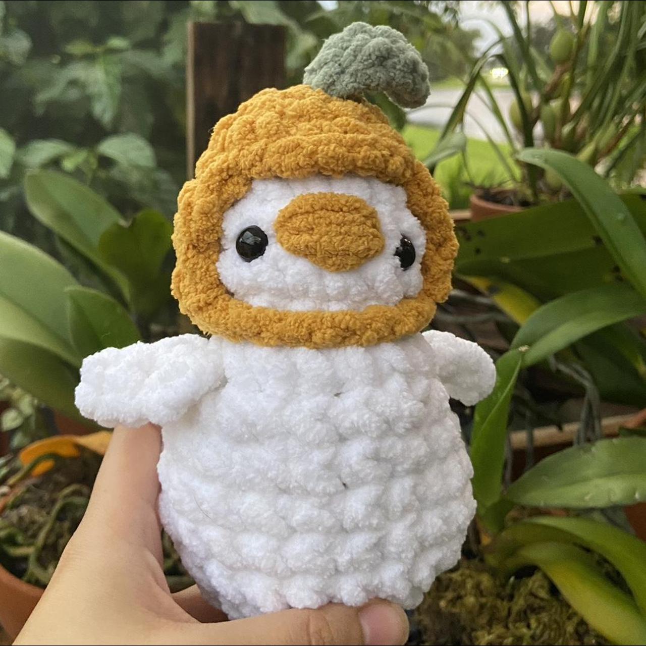 Crochet Duck Plush With Custom Hat Materials: - Depop