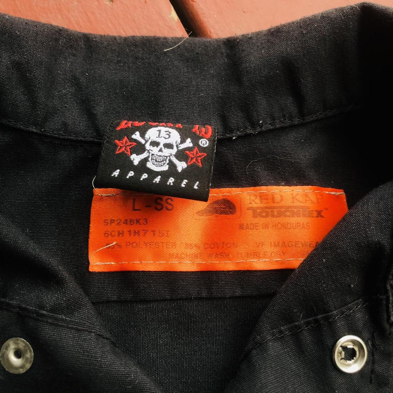 Y2K Lucky Thirteen 13 pinup design button up back | Depop