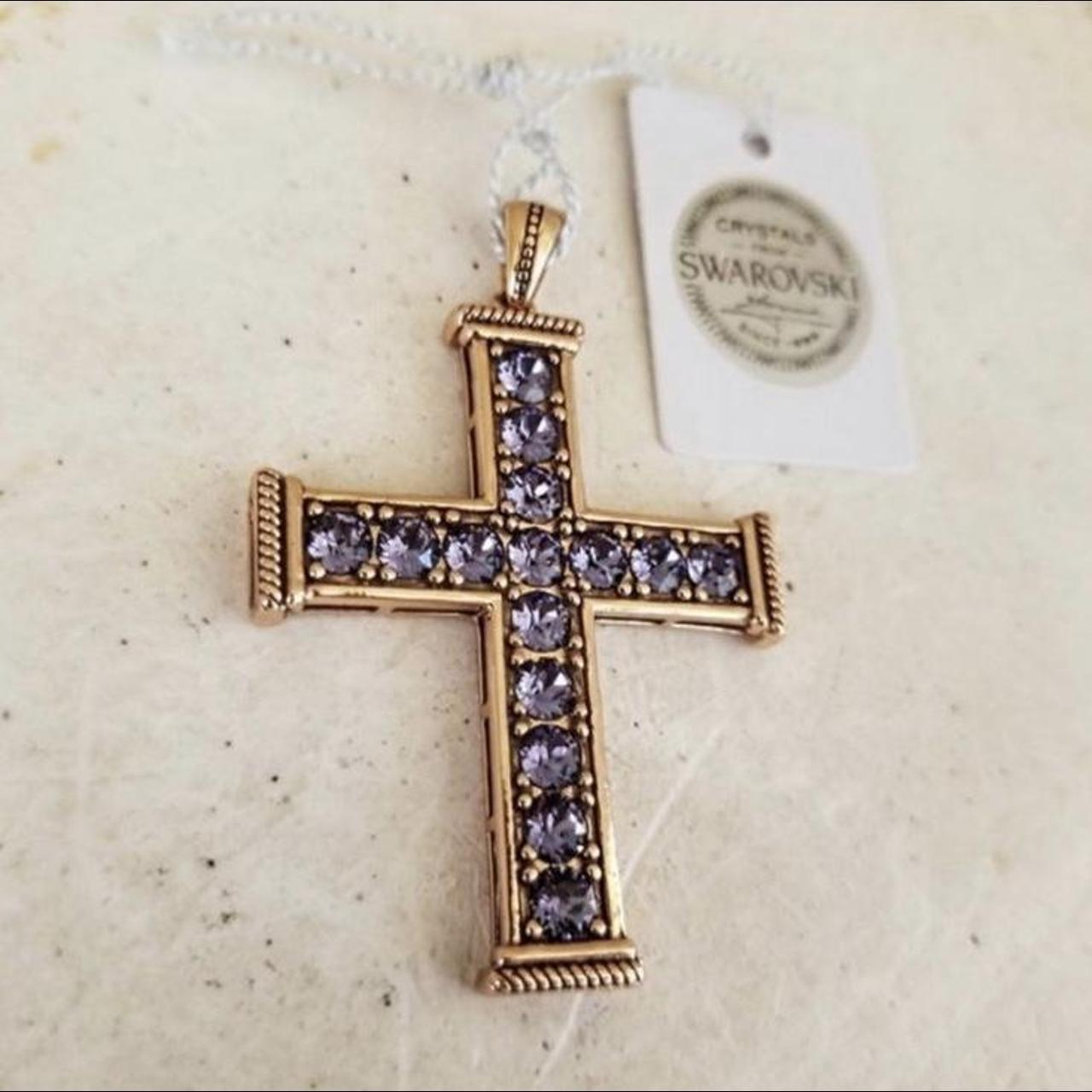 Women's swarovski cross on sale necklace