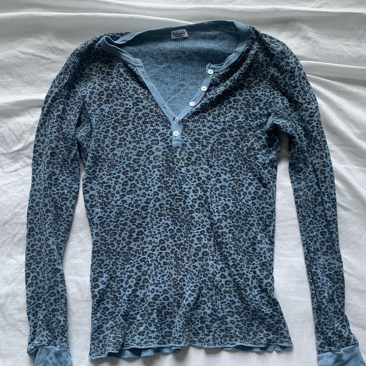 blue cheetah print shirt brand: splendid - Depop
