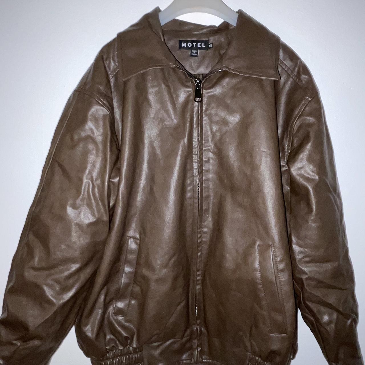 Motel rocks brown leather jacket Oversized Size Depop