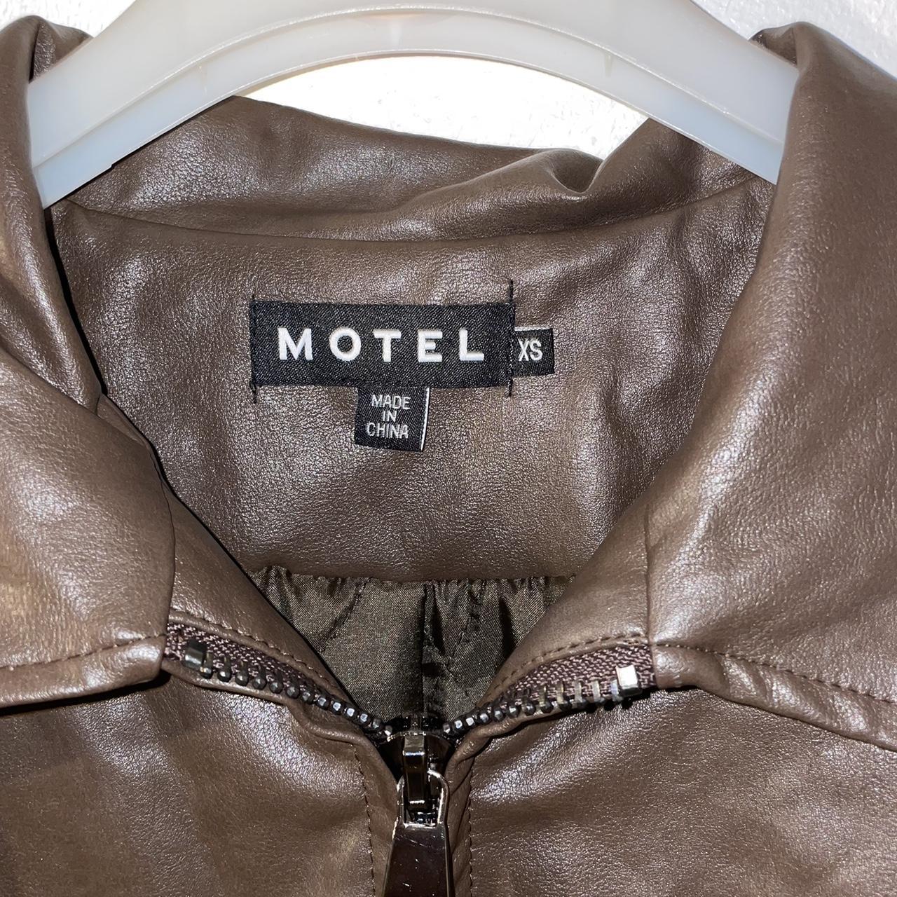 Motel rocks brown leather jacket Oversized Size Depop