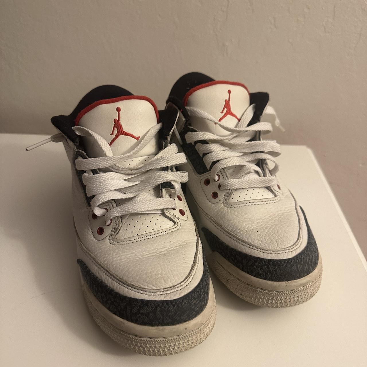 Jordan 3 Retro SE Fire Red Denim GS 5.5y =... - Depop