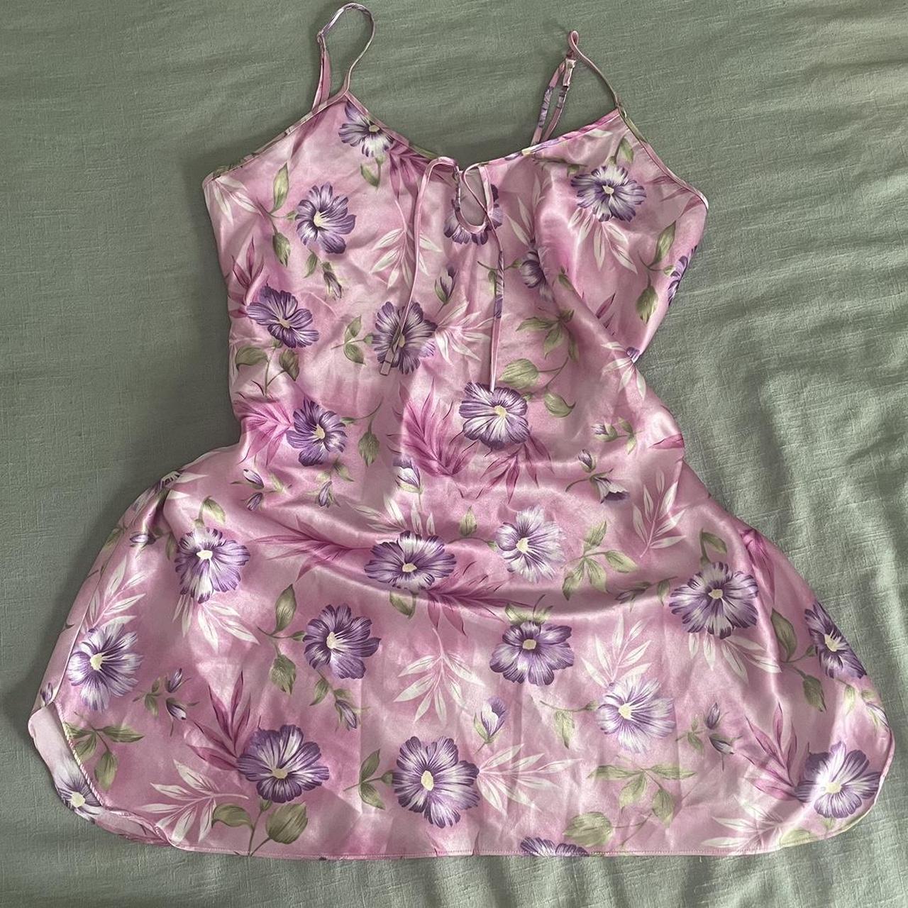 Pink floral slip dress. Stunning colors and pattern... Depop