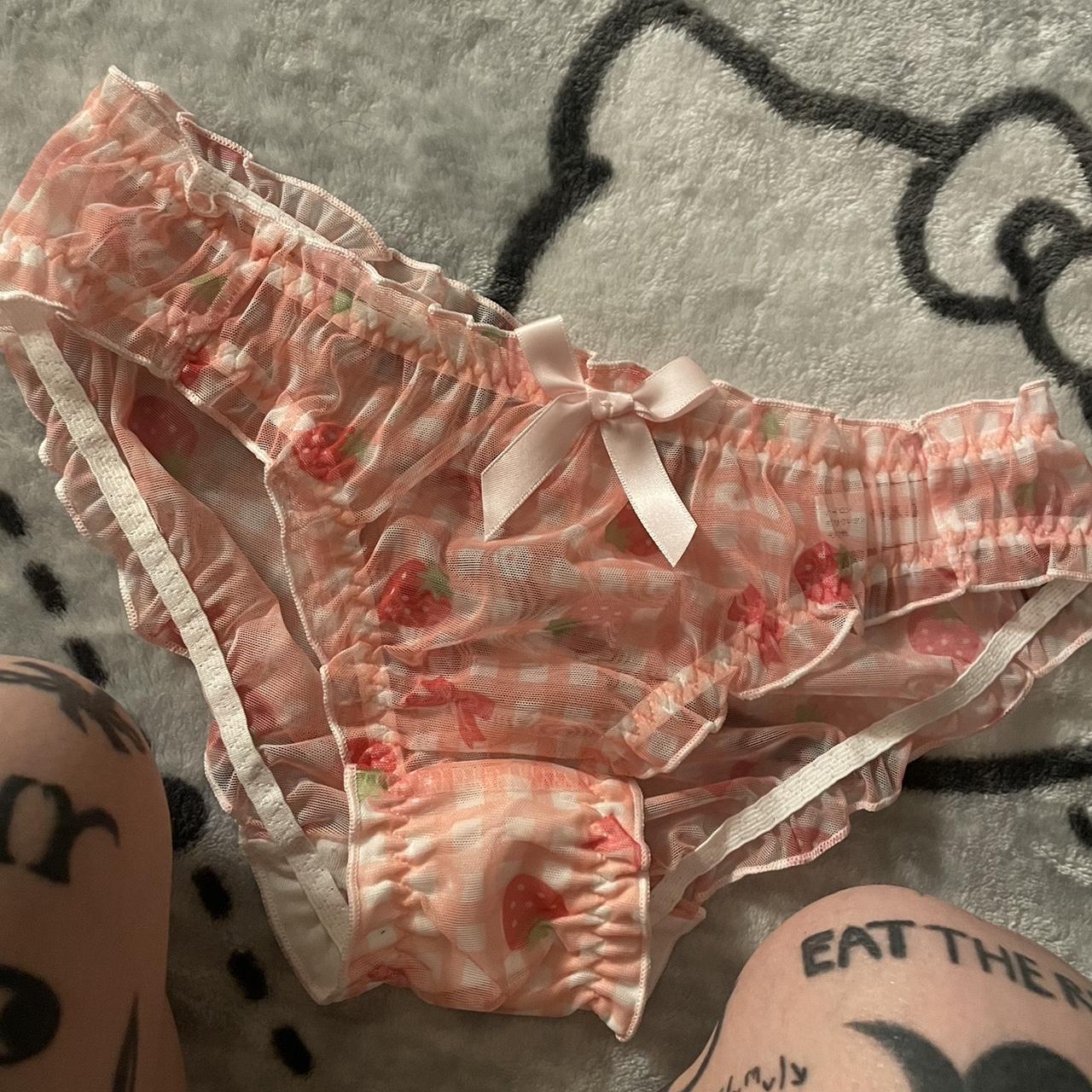 coquette white and pink ribbon panties these are - Depop
