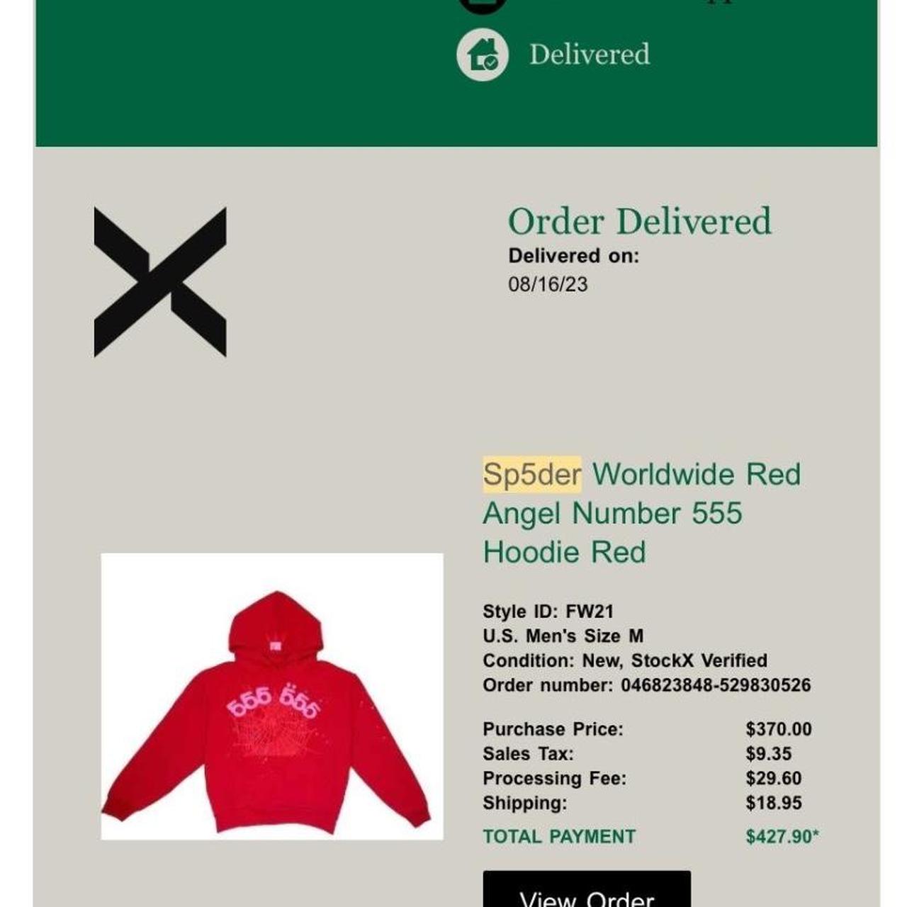 Sp5der パーカー エンジェル ナンバー 555 レッド /関送無料 Sp5der Worldwide Red Angel Number 555 Hoodie - Free Shipping
