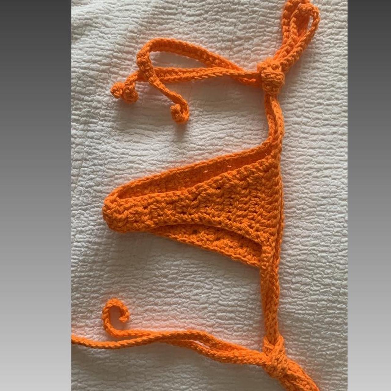 Hand made, 100% cotton, crochet thong bikini - Depop