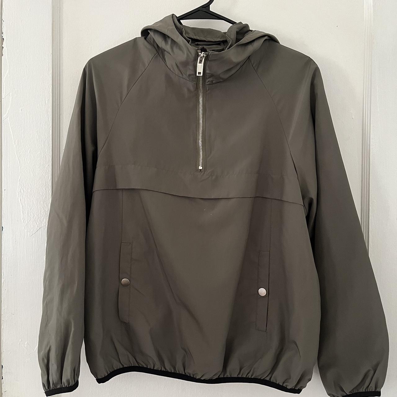 Military green rain jacket from ZARA, size S - Depop