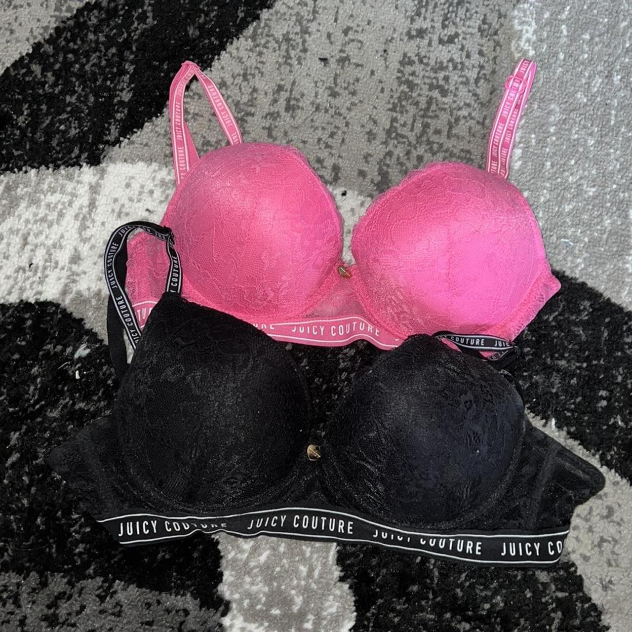 Juicy Couture Intimates Padded Red and Black Laced - Depop