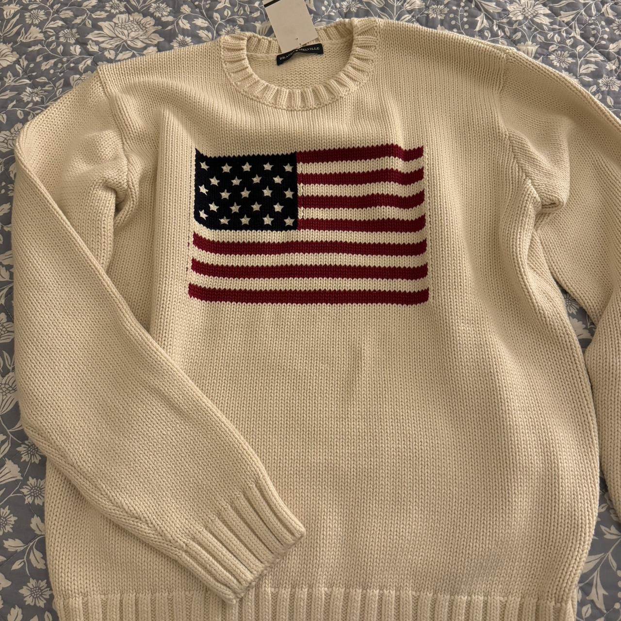 Vintage American flag knit sweater Brand is Six - Depop