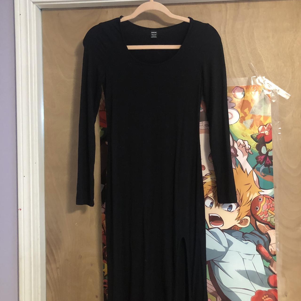 Shein long black dress with leg slit DM with any... Depop