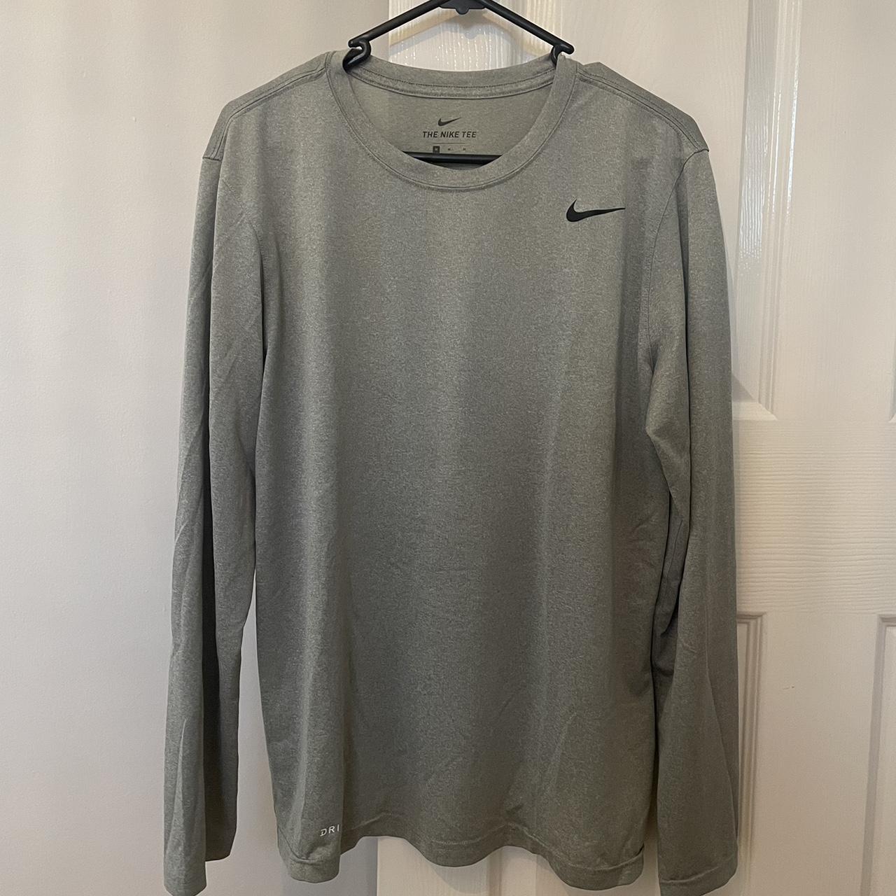 Nike Grey Running LS T-Shirt Grey Medium Good... - Depop