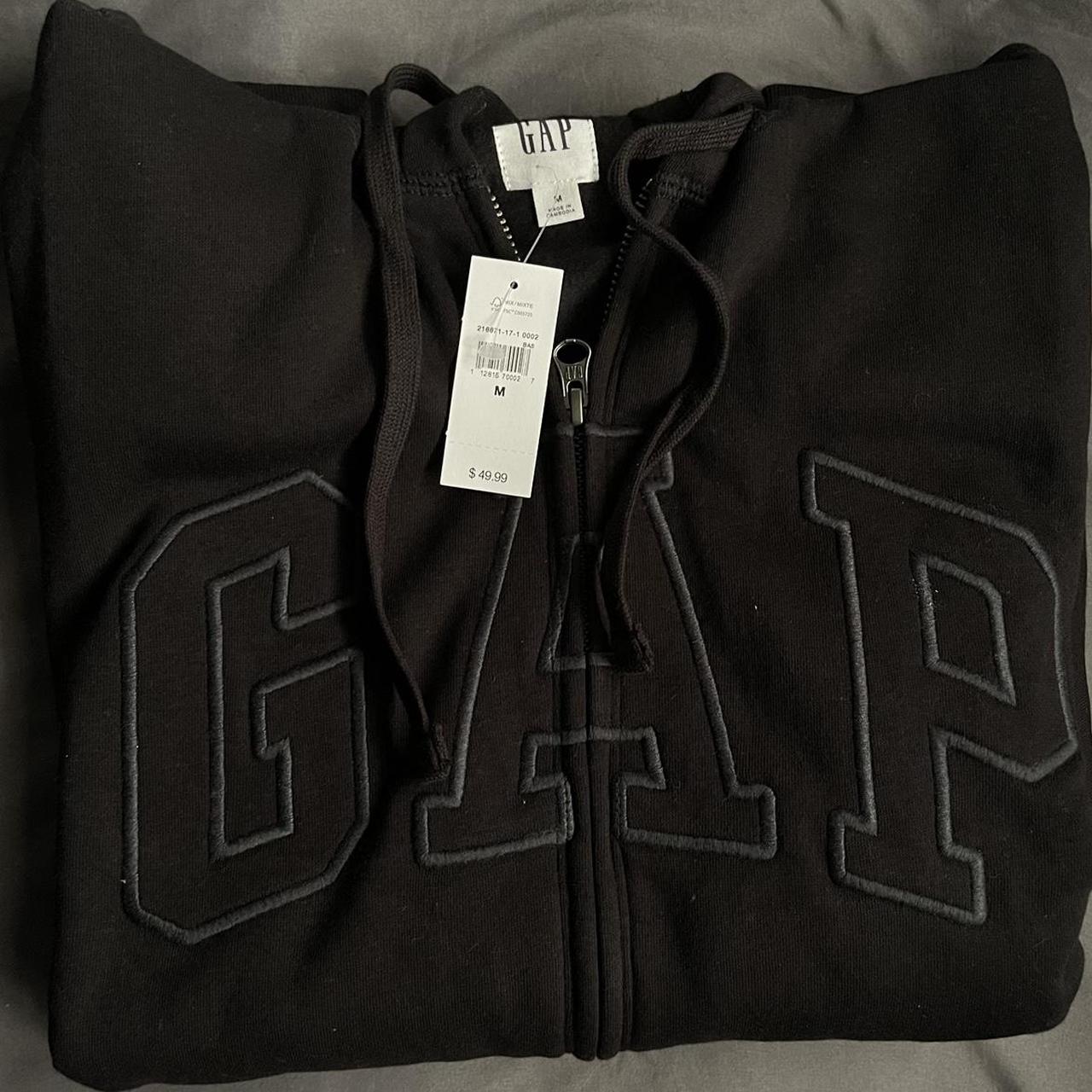 Gap zip up (Unisex) super nice all black gap zip... - Depop