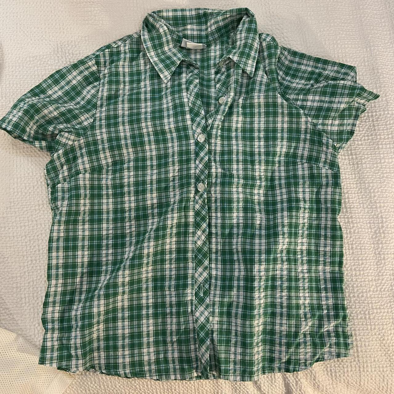 Blair green plaid button up Fits size XL - Depop