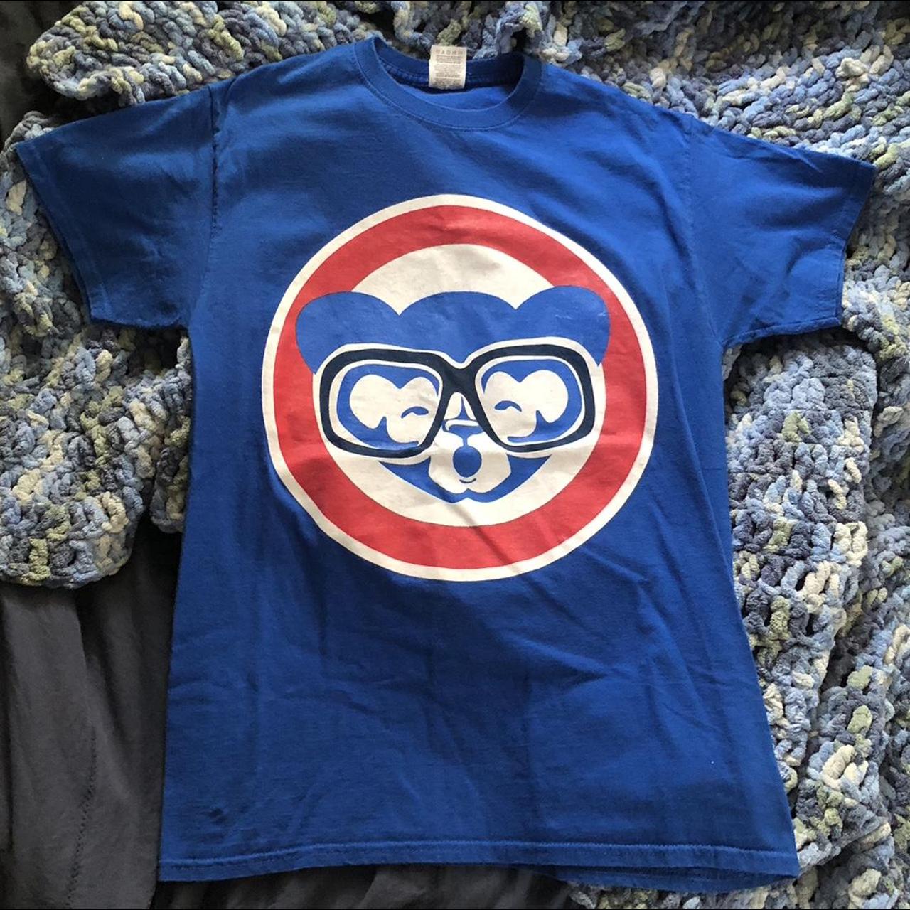 Y2K Wrigley Field Cub Style Harry Caray T-Shirt Blue - Depop