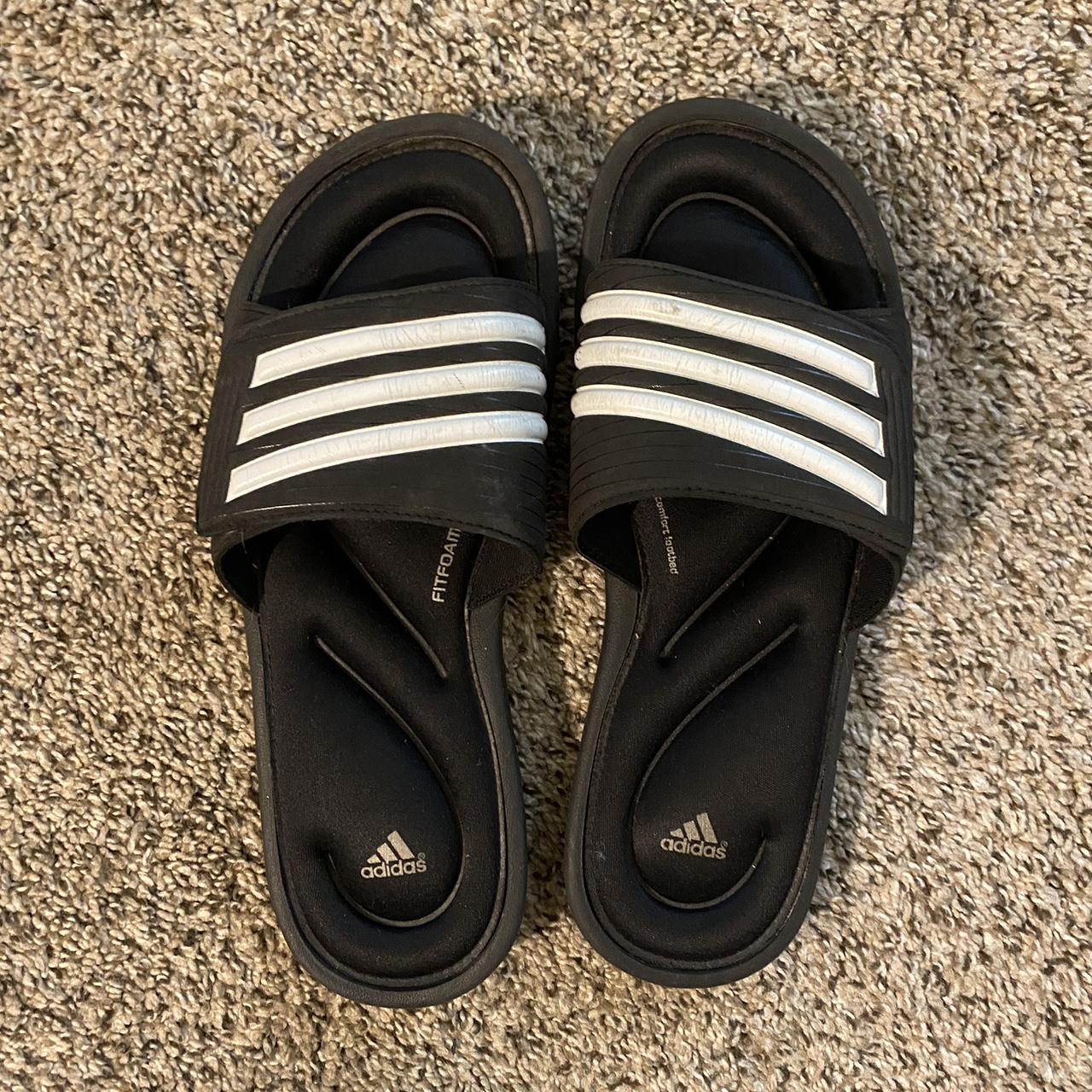 adidas foam slides // adidas slides // black and... - Depop