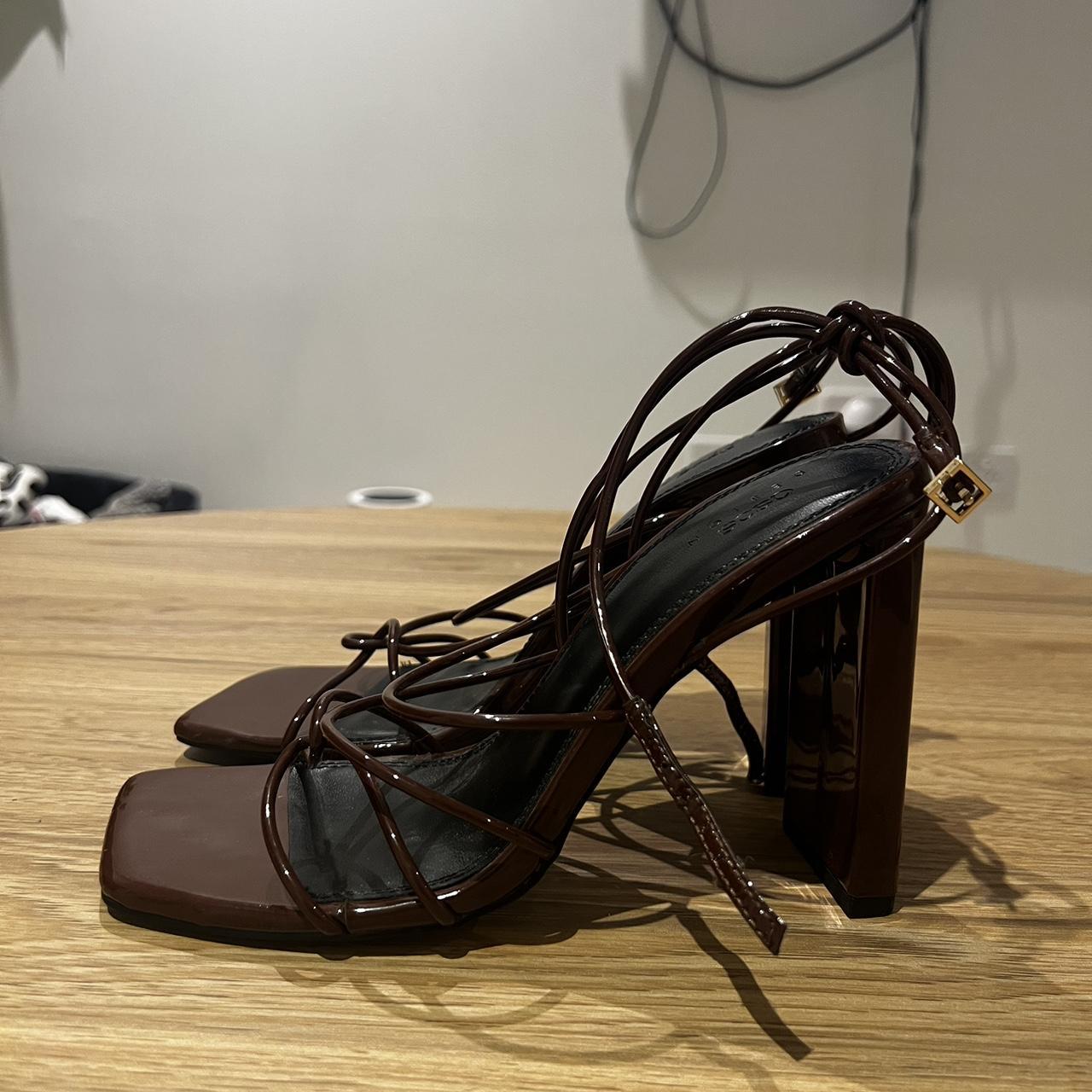 Chocolate Brown Tie up Heels Don’t have the... Depop