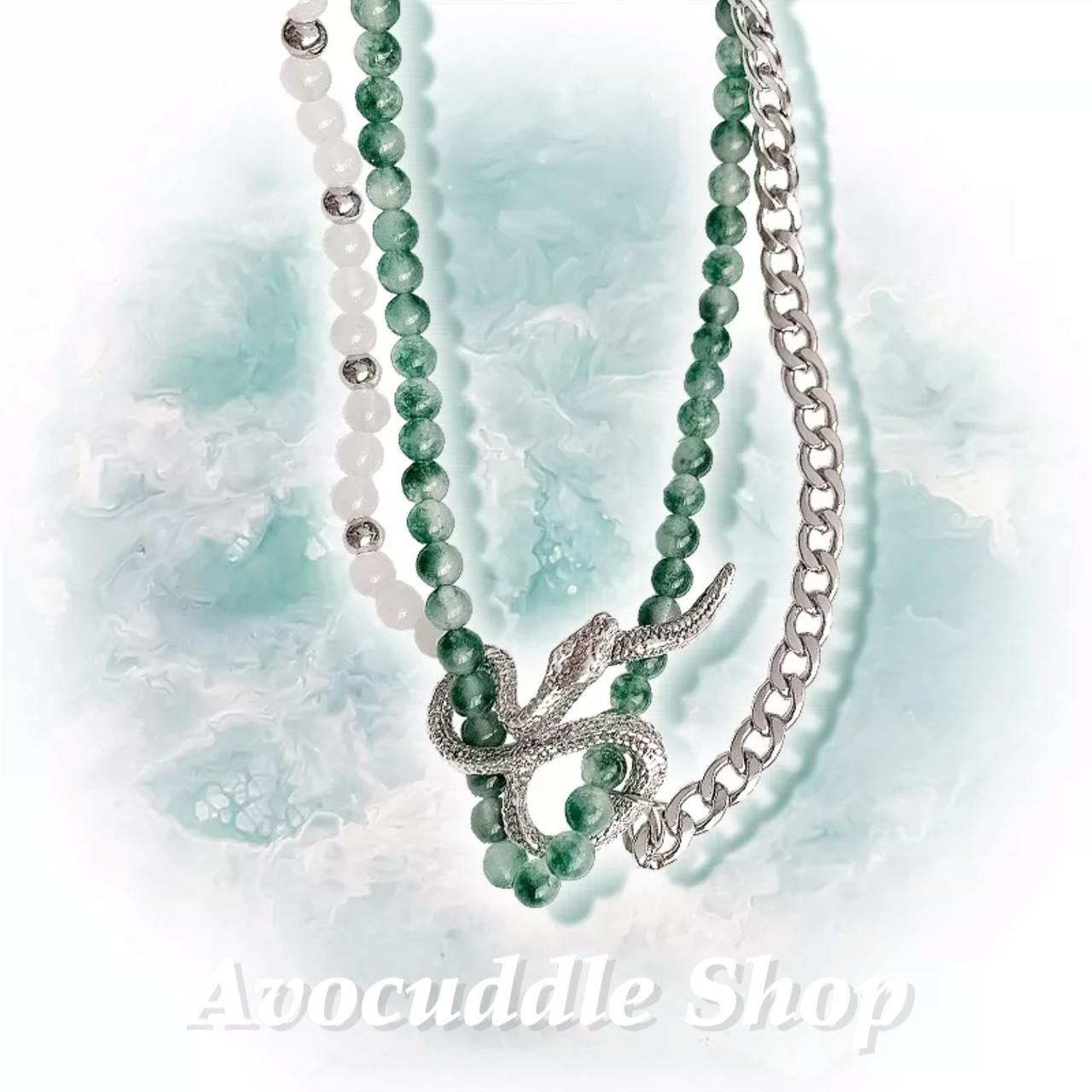 Slytherin Green Serpentine Snake Pendant Green Depop