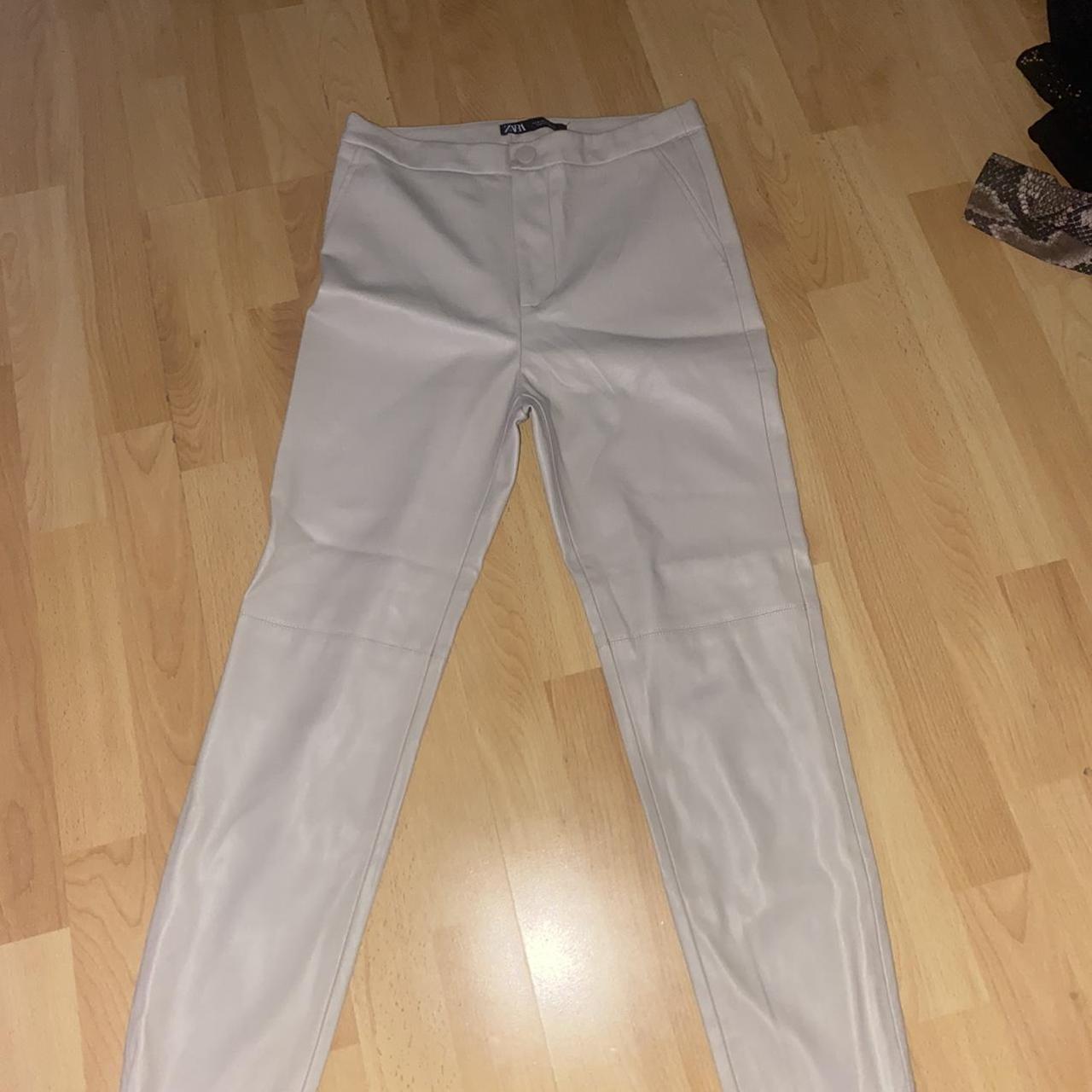 Zara cream leather trousers Size medium Only tried... Depop