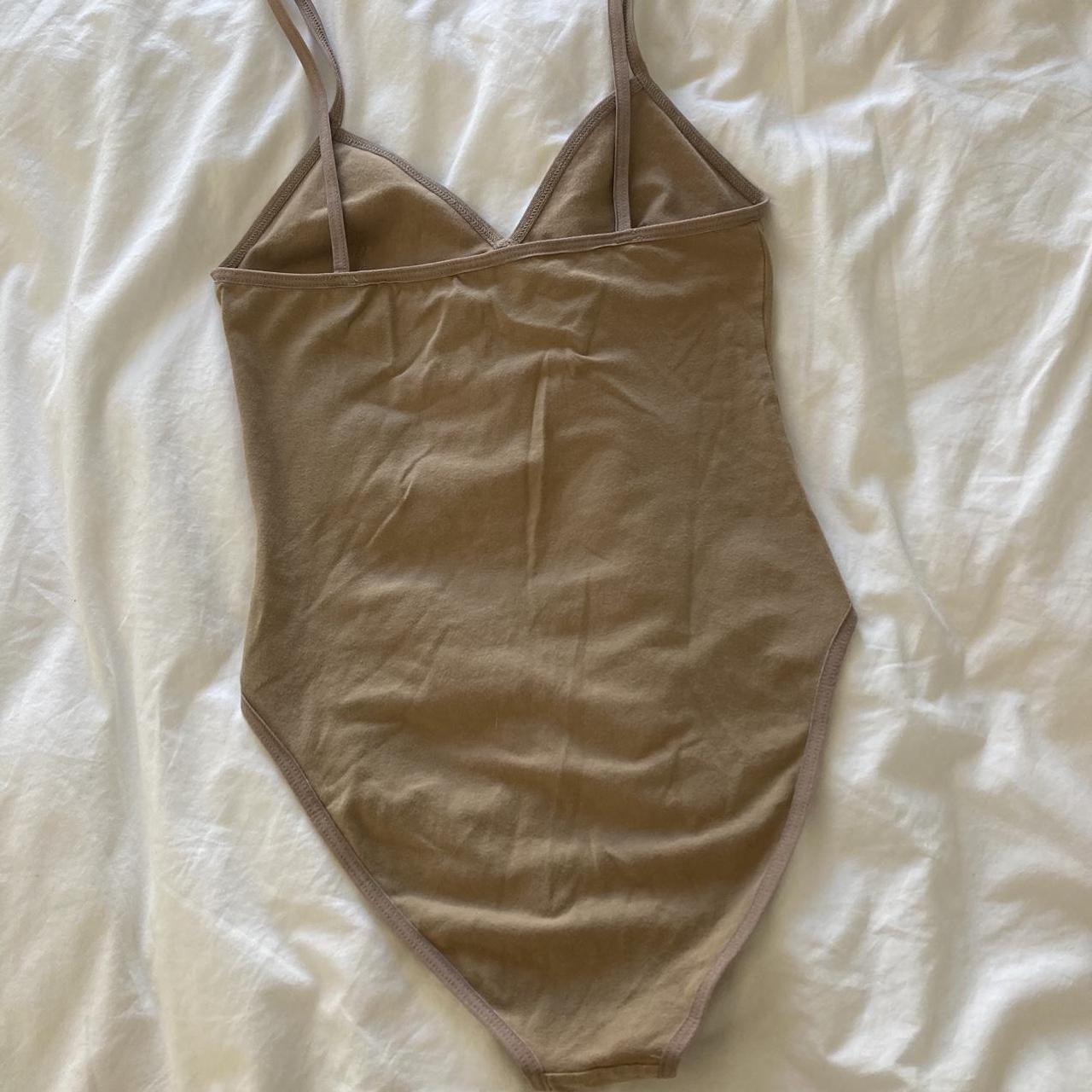 Los Angeles Apparel Tank Bodysuit in Creme Size - Depop