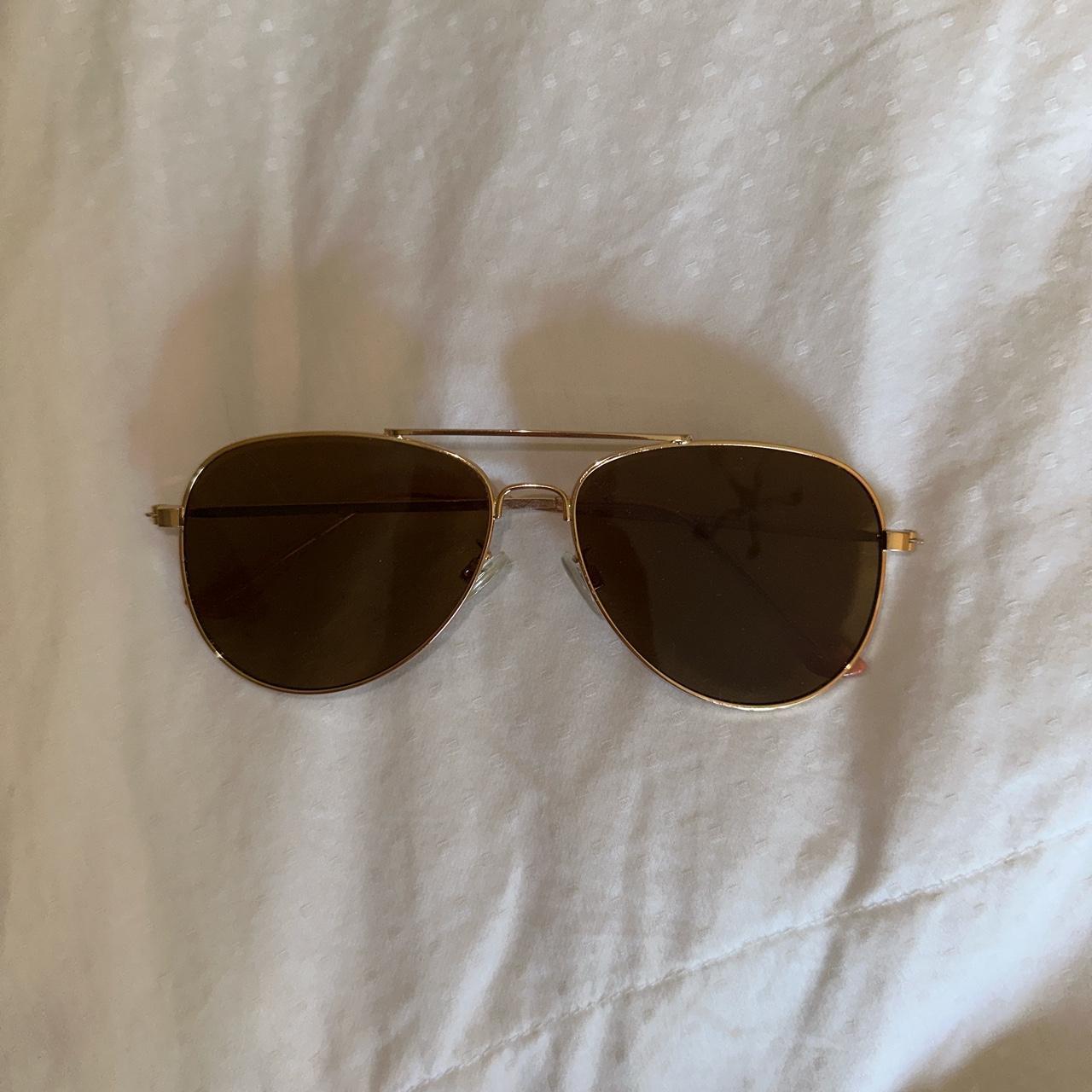 Men's Brown and Gold Sunglasses | Depop