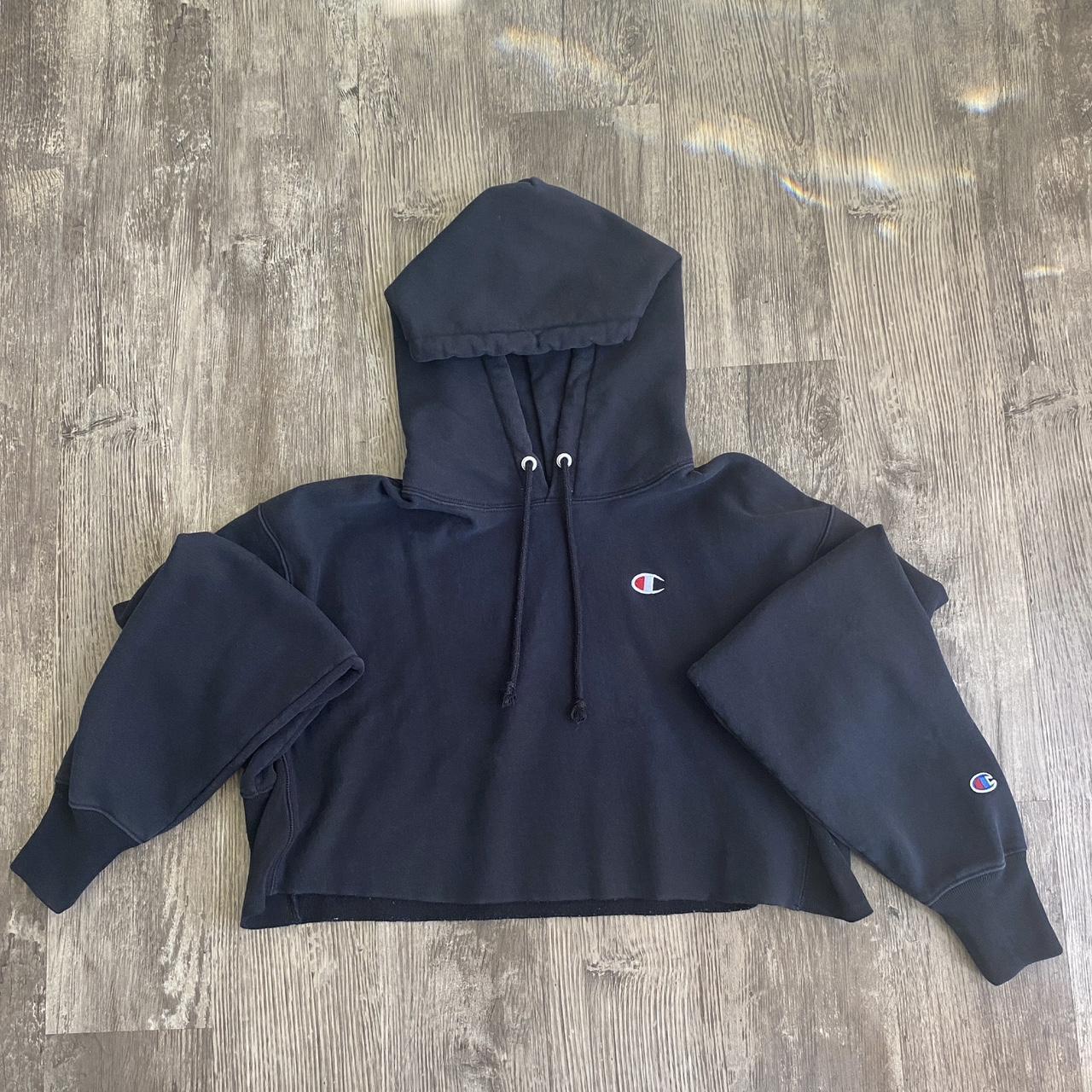 Blue cropped champion discount hoodie