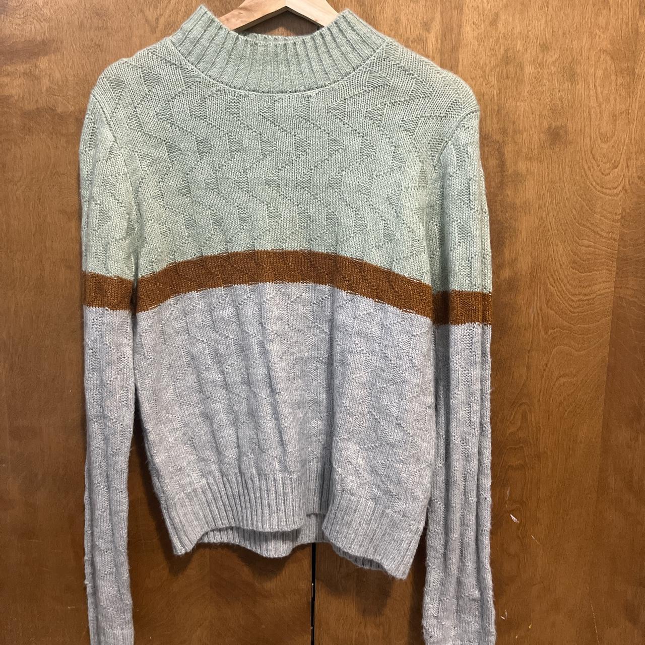 Copper Key Women's Grey and Green Jumper Depop